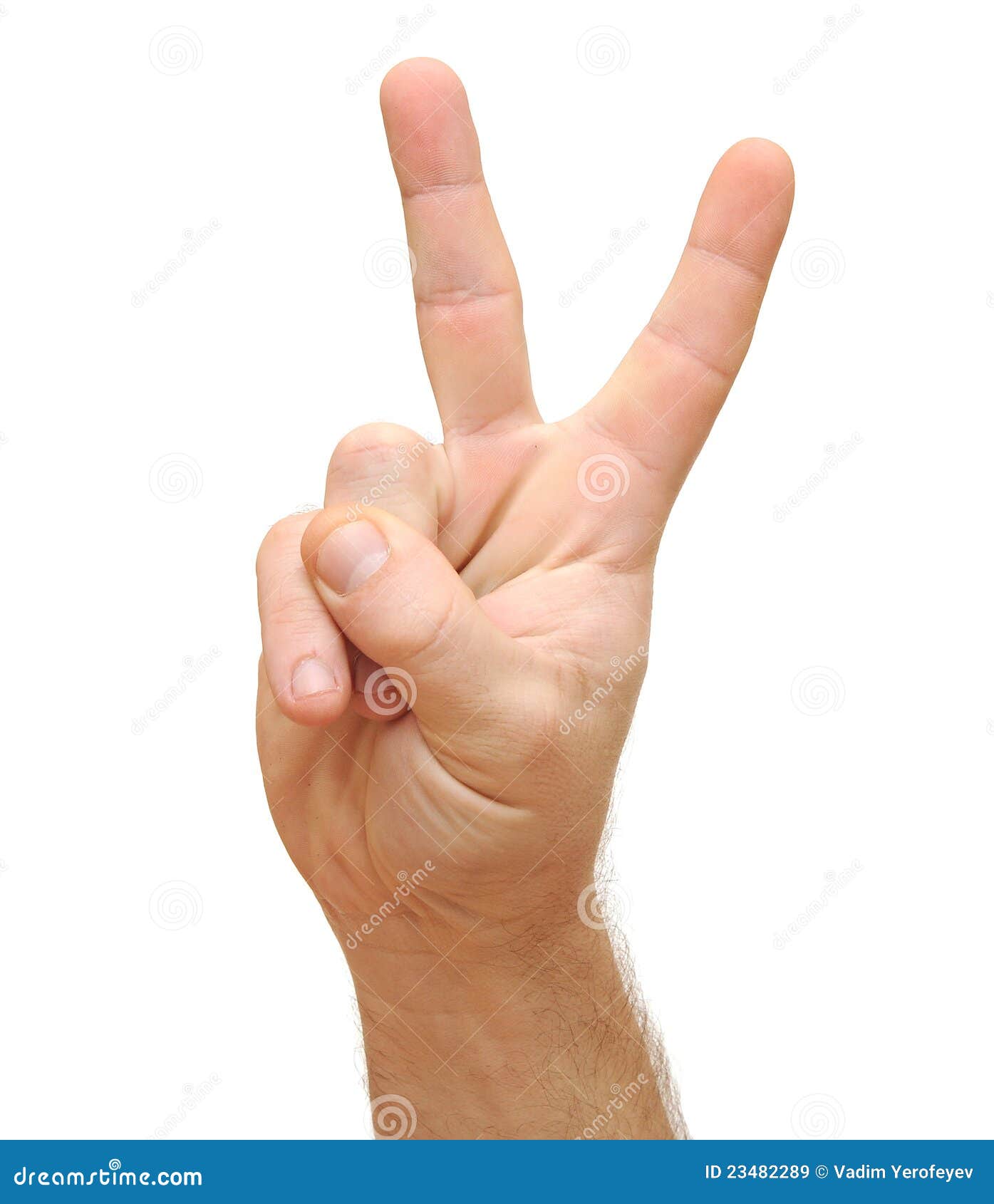 Hand With Two Fingers Up Royalty Free Stock Images Image 23482289