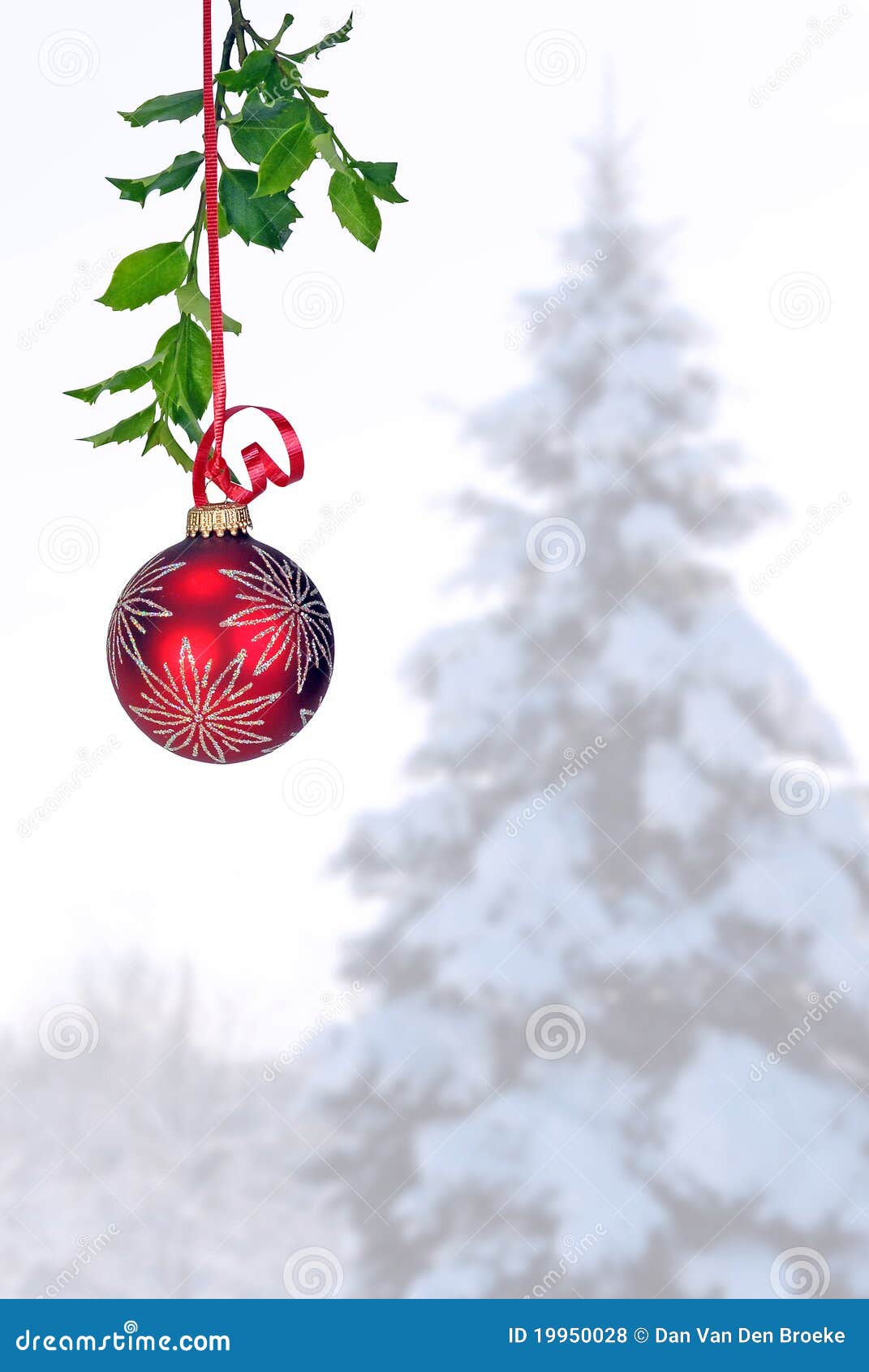 Hanging Red Ornament Against Winter Background Royalty ...
