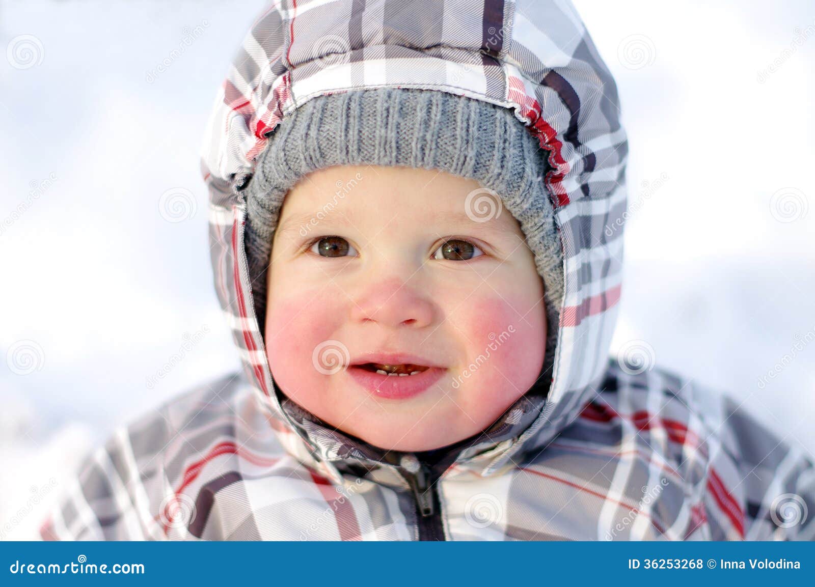 Happy Baby With Rosy Cheeks In Winter Royalty Free Stock ...