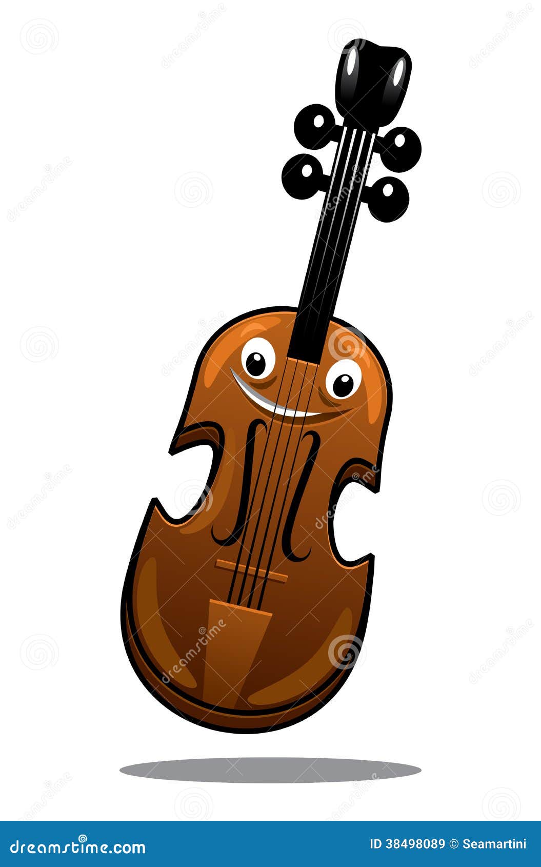 Happy Brown Cartoon Wooden Violin Royalty Free Stock Images - Image