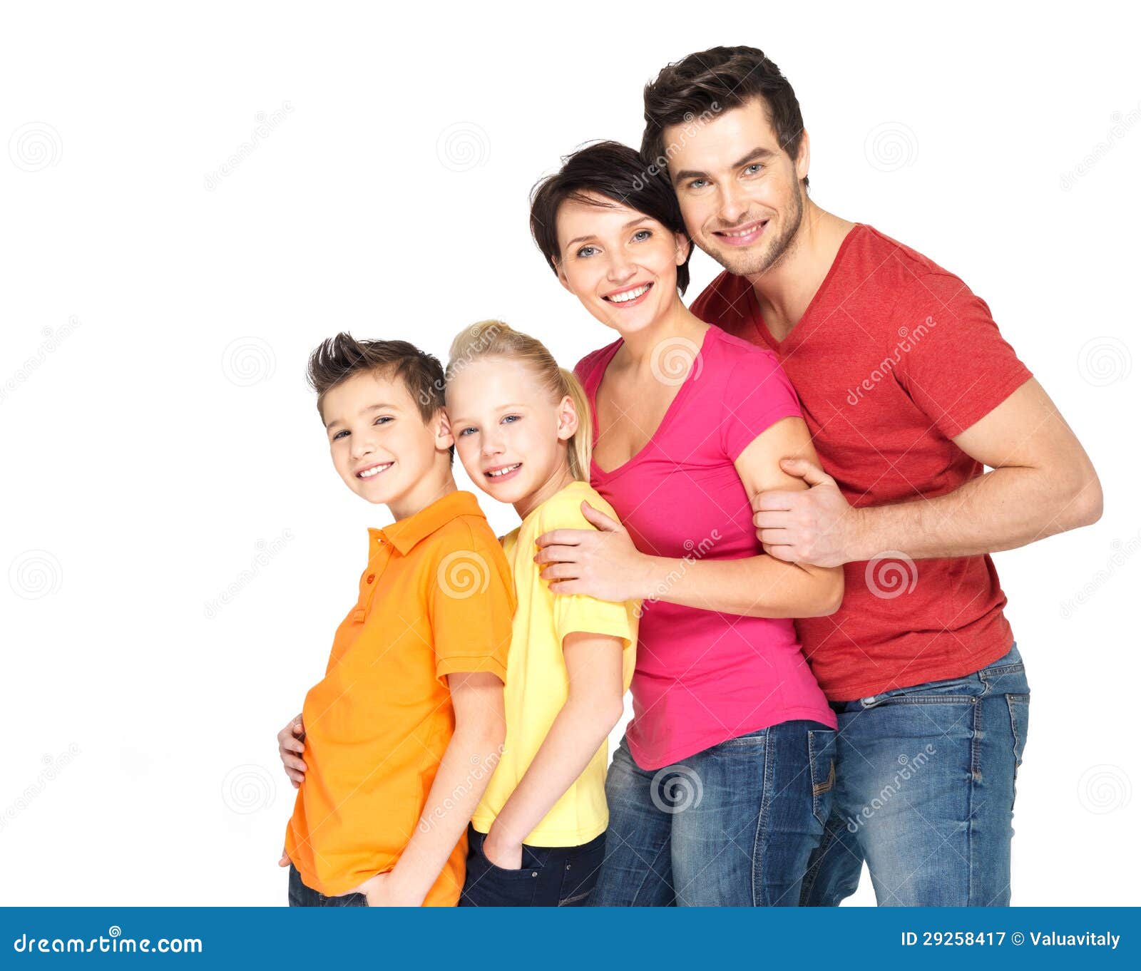 Royalty Free Stock Photography: Happy family with children standing ...