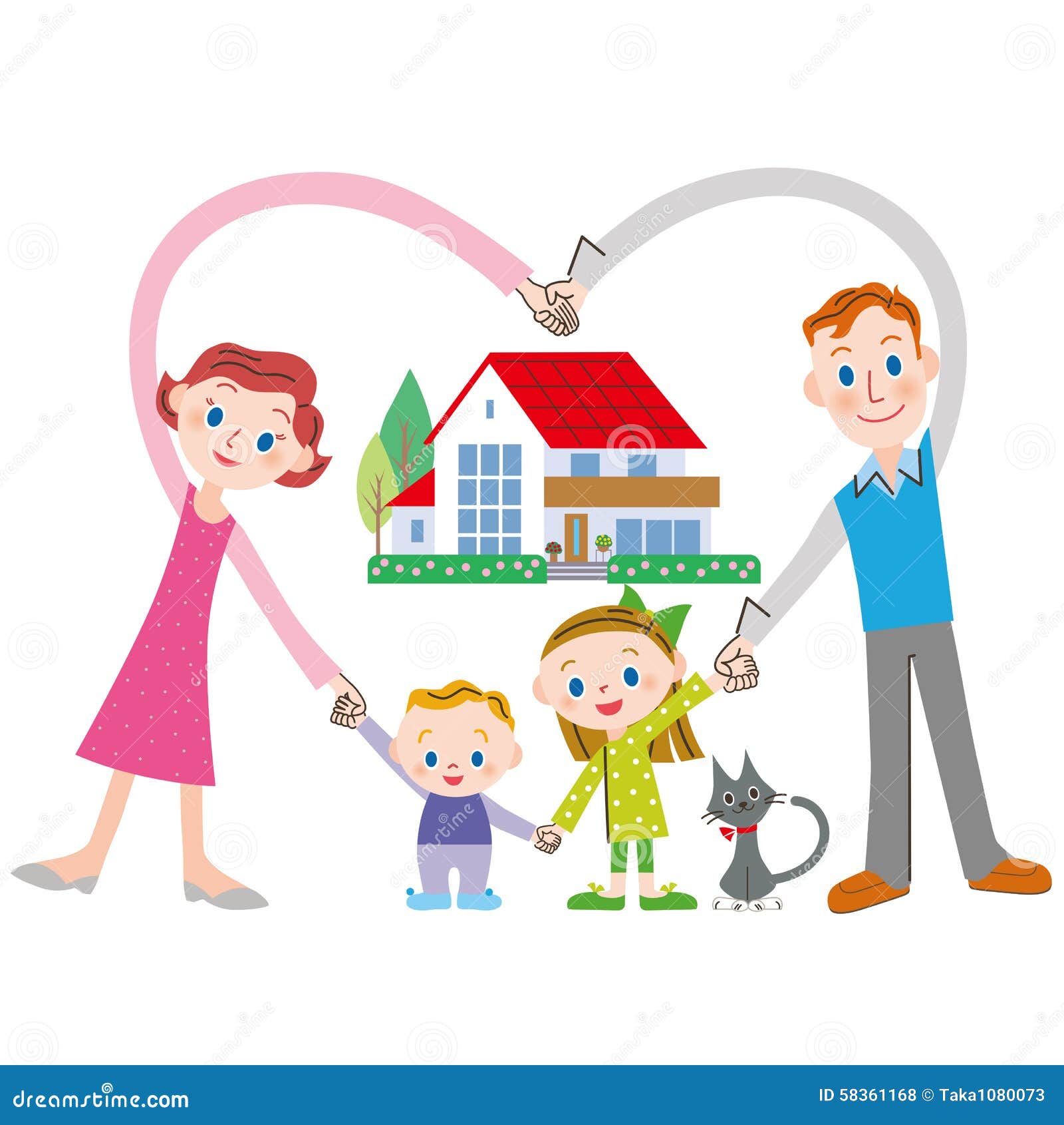 happy family house happiness which make heart 58361168