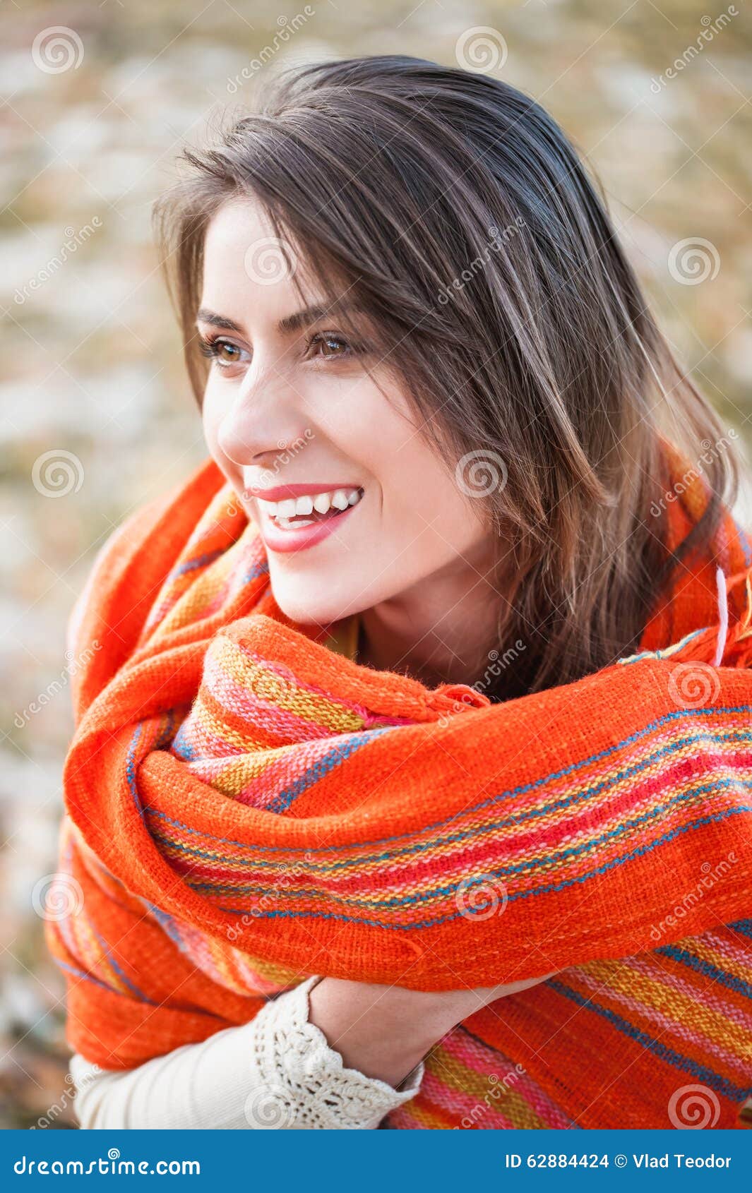 Happy in nature - happy-nature-portrait-young-laughing-woman-relaxing-beautiful-evening-autumn-park-colorful-scarf-her-neck-62884424