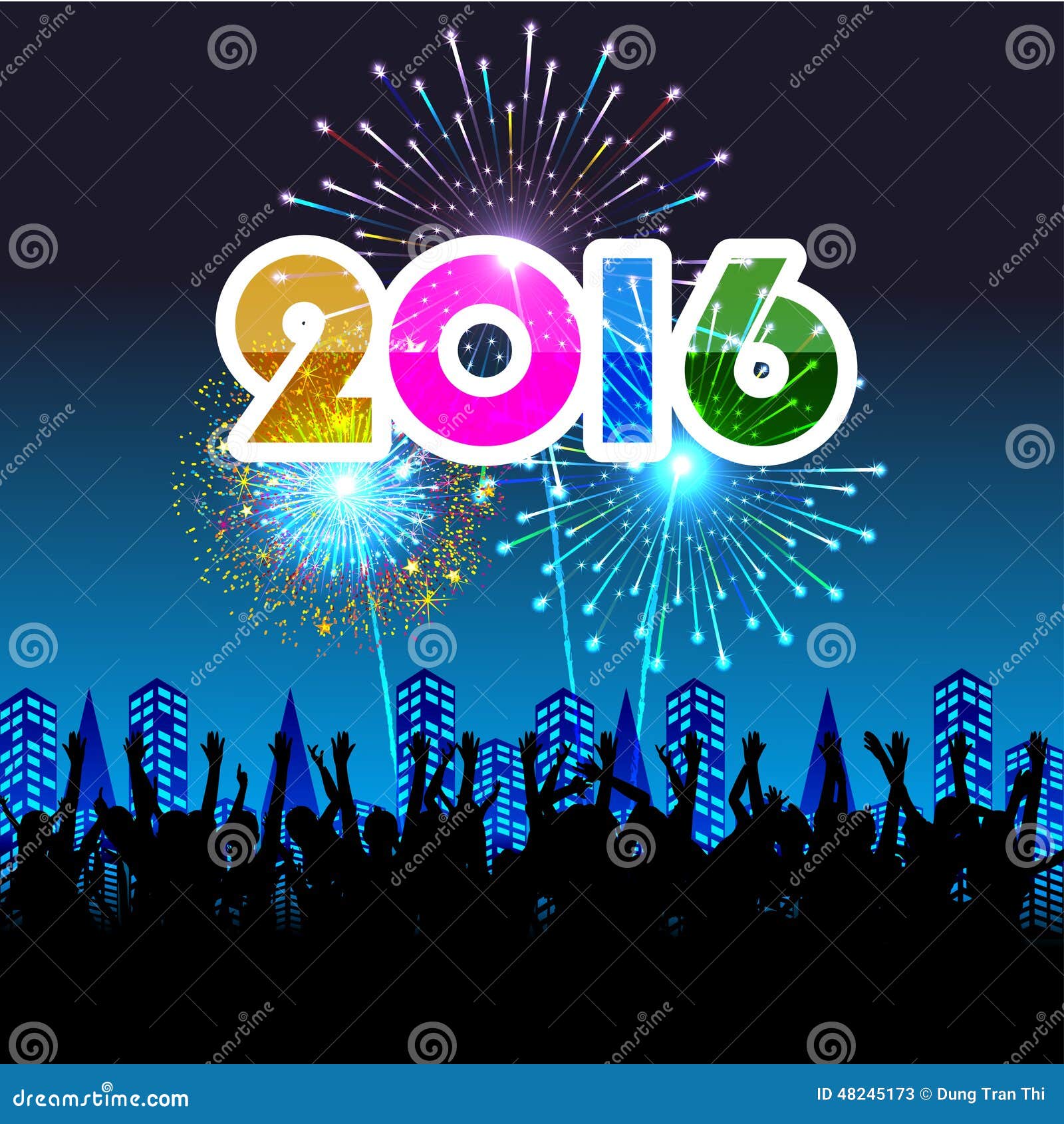 Happy New Year 2016 With Fireworks Background Stock Vector ...