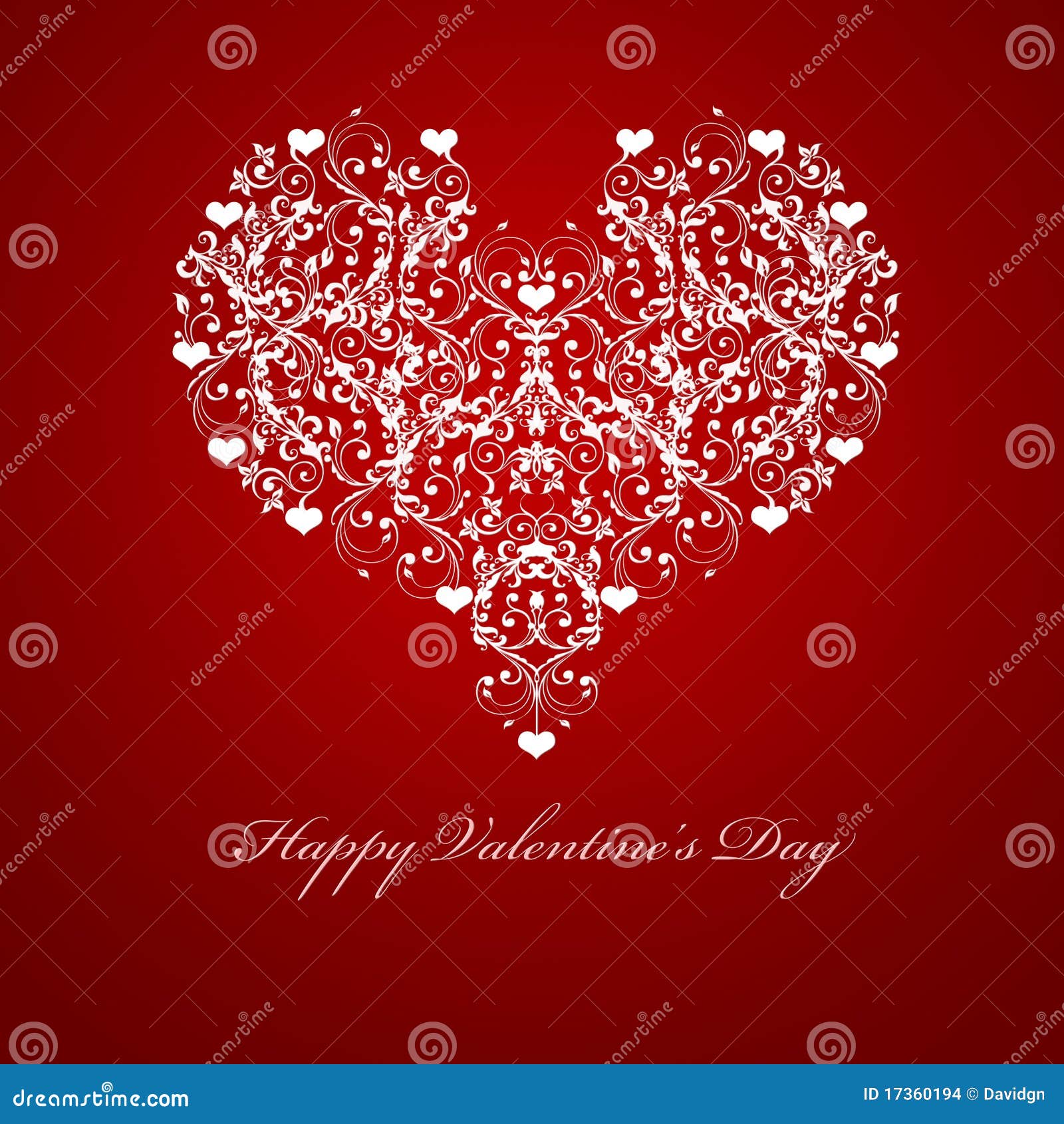 Happy Valentines Day Embossed Leaf Vine Hearts Motif Illustration Red. Happy Valentines Day Embossed Leaf Vine Hearts Motif Illustration Red.