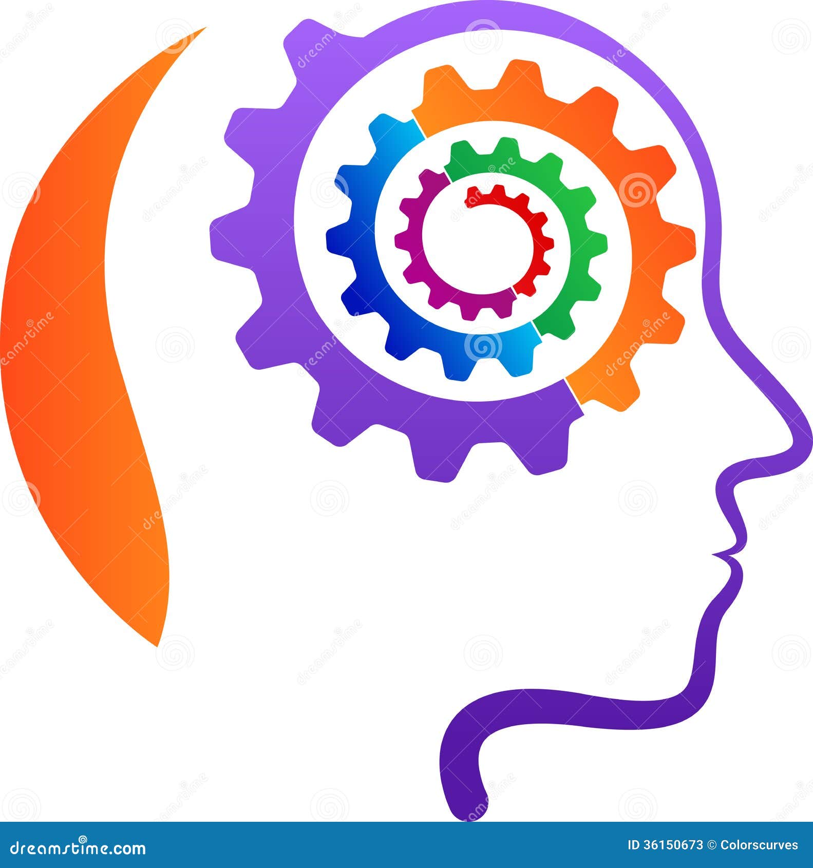 vector drawing represents head with gear mind design.