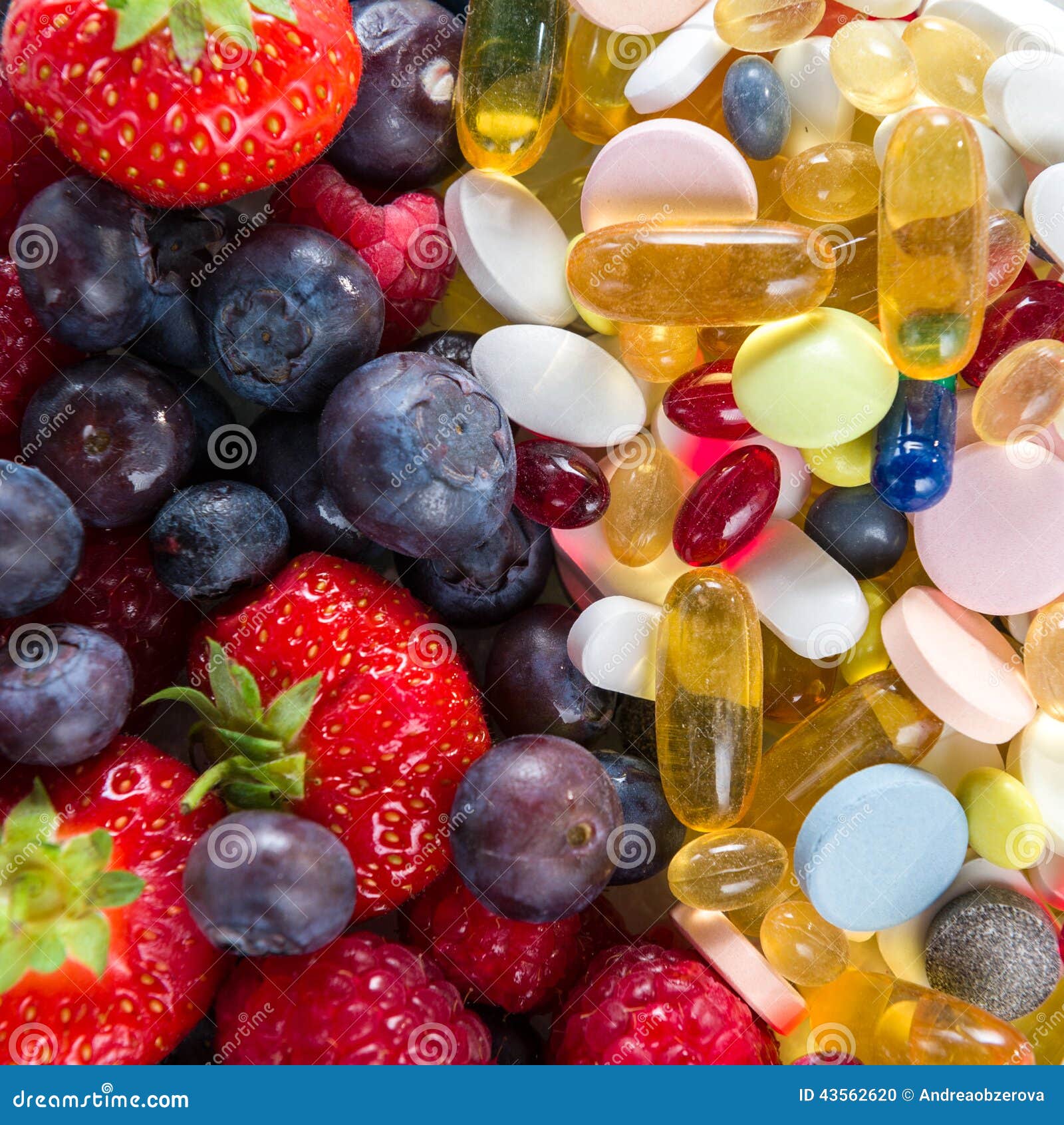 Healthy Lifestyle, Diet Concept, Fruit And Pills, Vitamin Supplements ...
