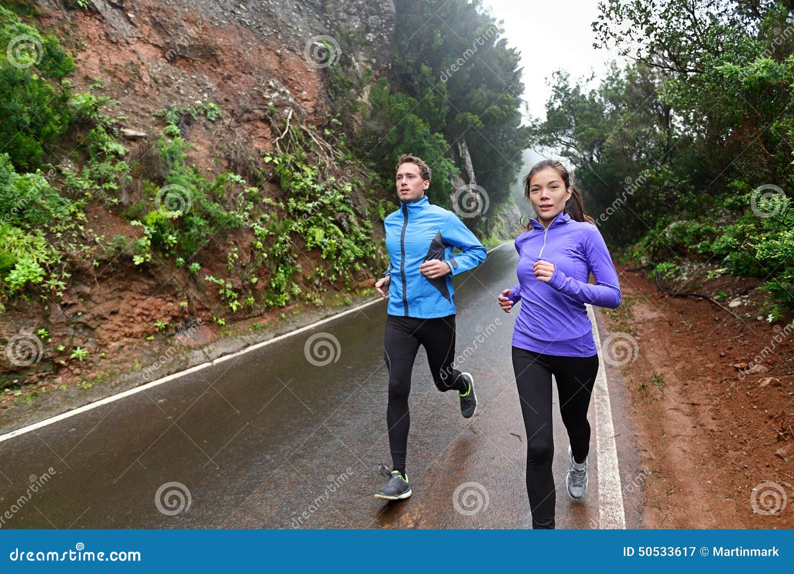 Healthy Lifestyle People Running On Country Road Stock Photo - Image ...