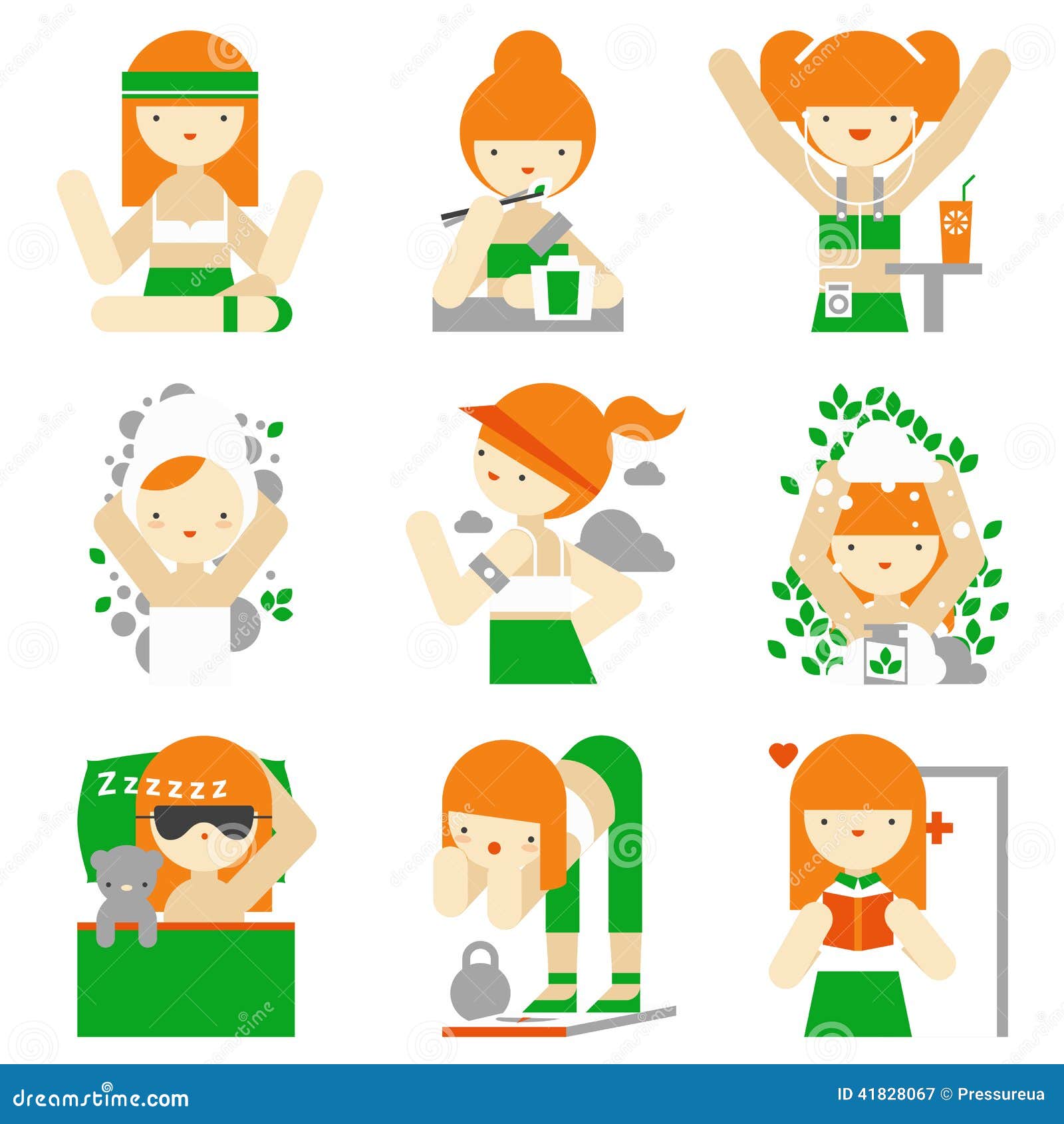 Healthy Lifestyle And Wellness Flat Icons Stock Vector - Image ...