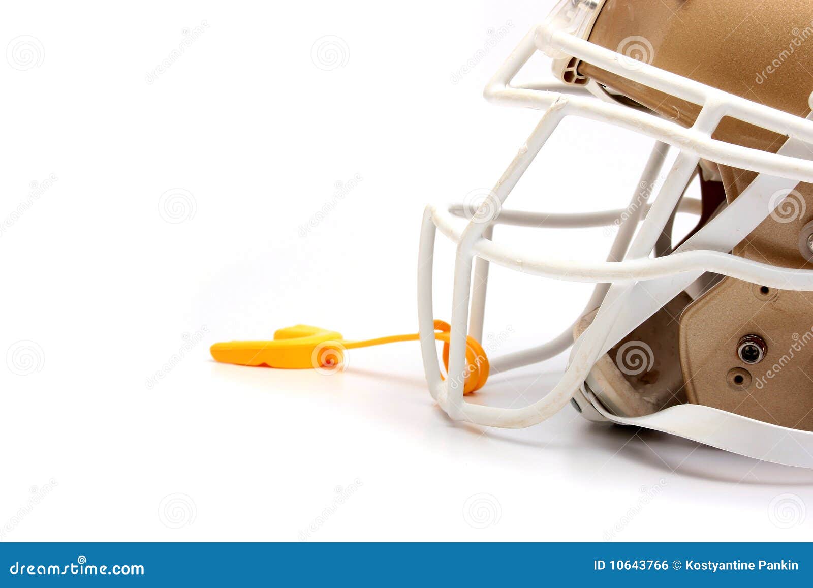 Helmet for game in the American football with a mouthpiece. Helmet for game in the American football with a mouthpiece.