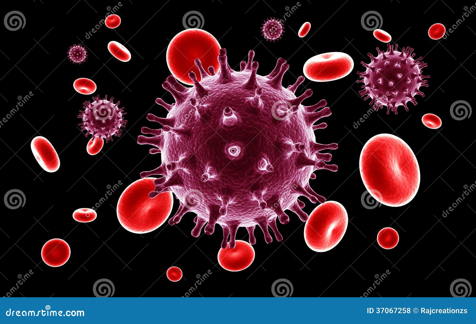 hiv virus blood stream isolated white background 37067258