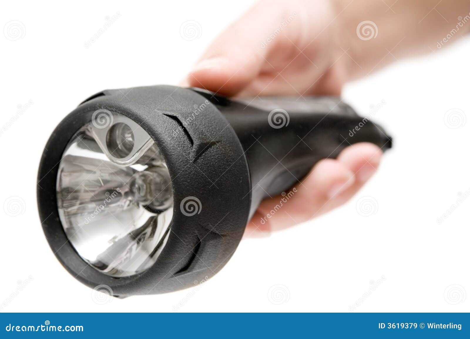 Holding A Black Flashlight Royalty Free Stock Images Image 3619379