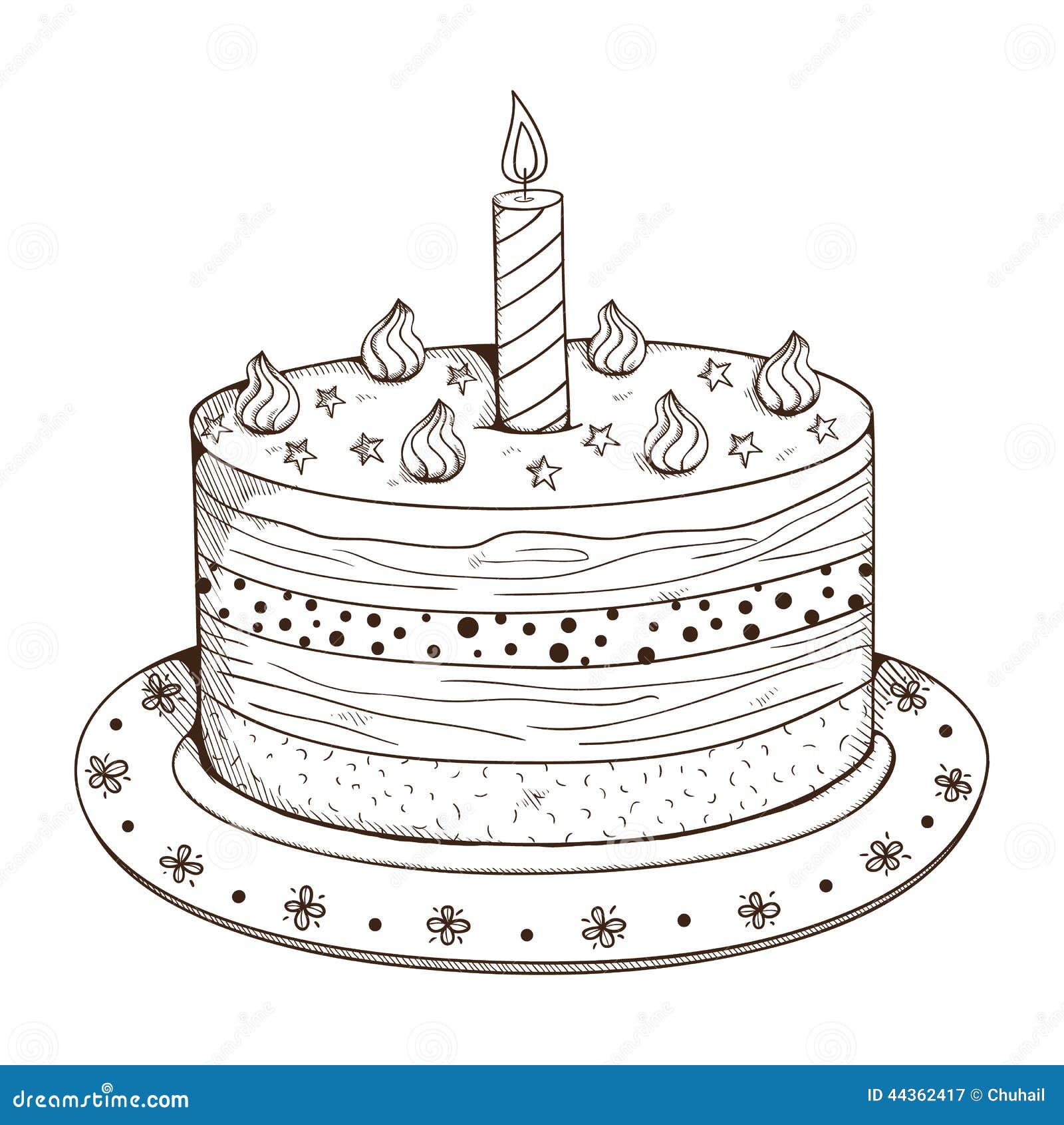 Holiday Cake With Candle. Stock Vector - Image: 44362417