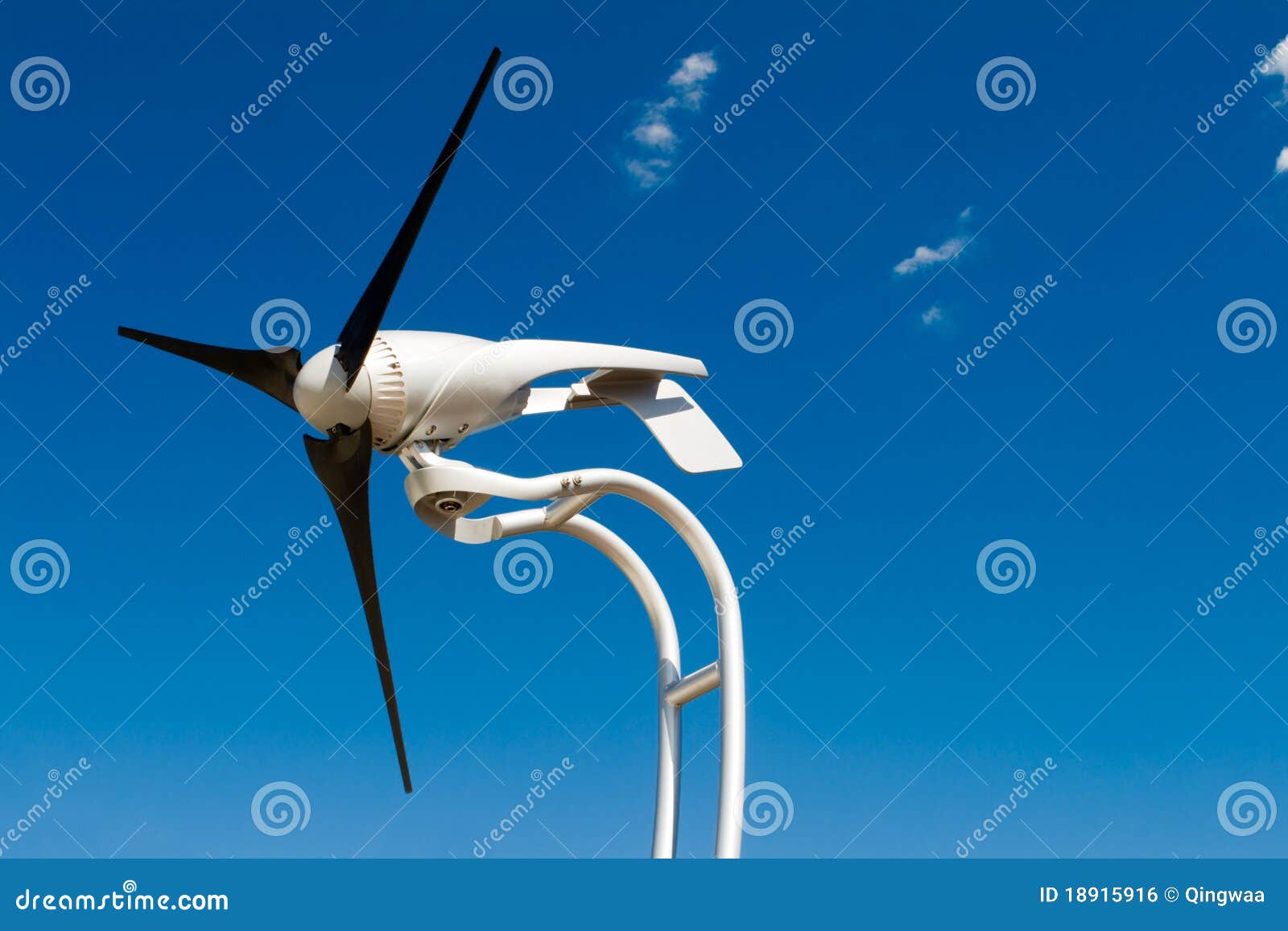 Home Sized Windmill Wind Turbine Isolated Blue Sky Royalty Free Stock 