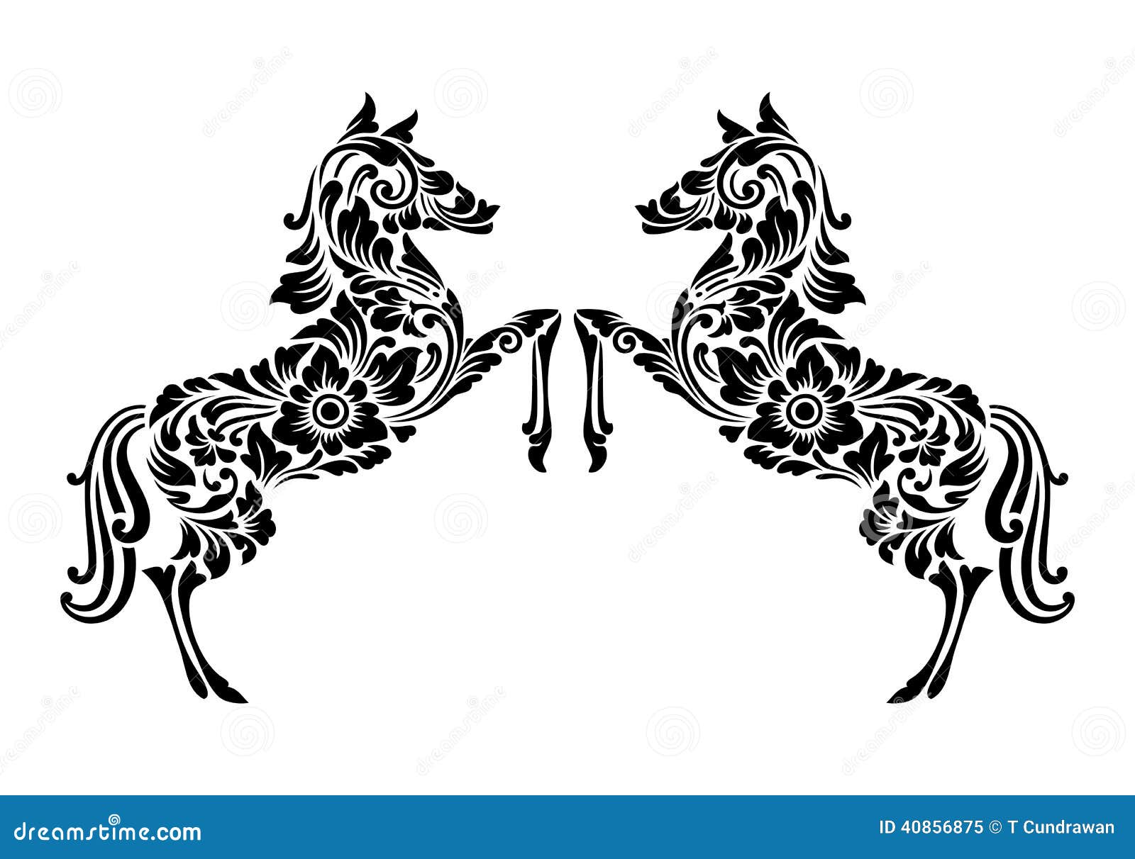 Horse Floral Ornament Decoration Stock Vector - Image ...