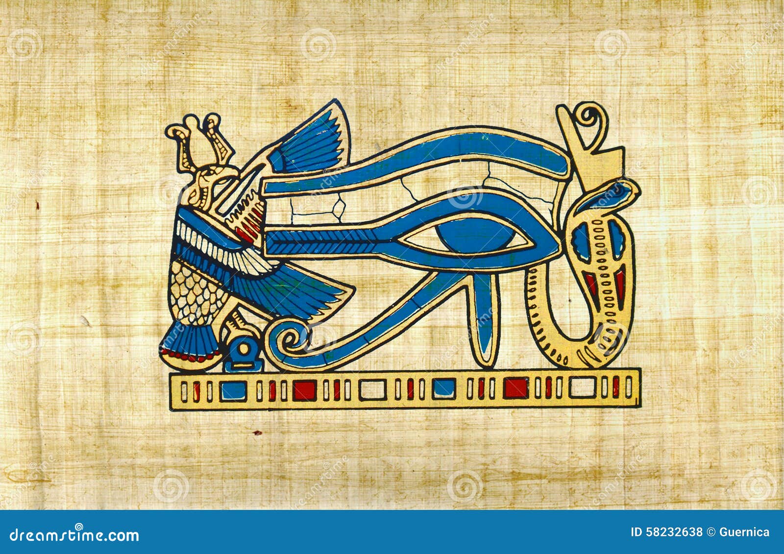 Egyptian Papyrus Eye Of Horus Symbol Old Paper Stock