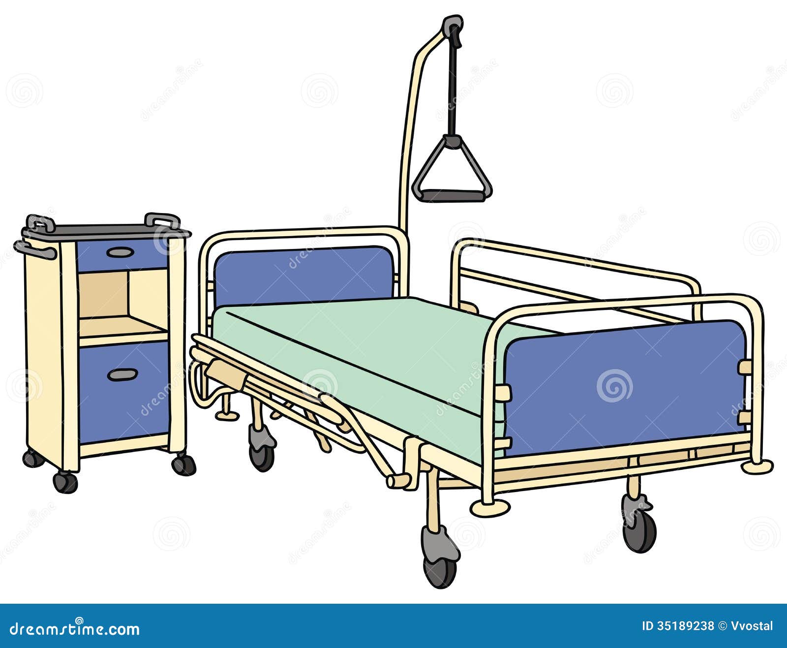 Hand drawing of a hospital bed.