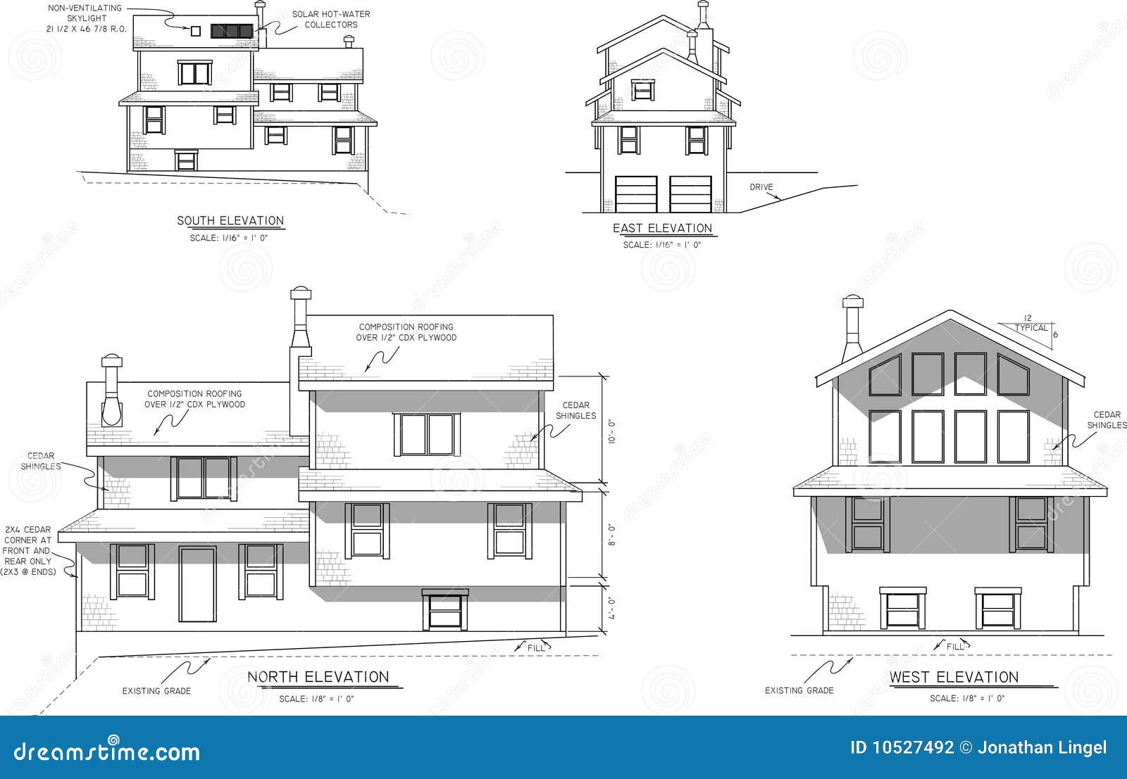 ... which shows the elevation views of a house I designed but never build