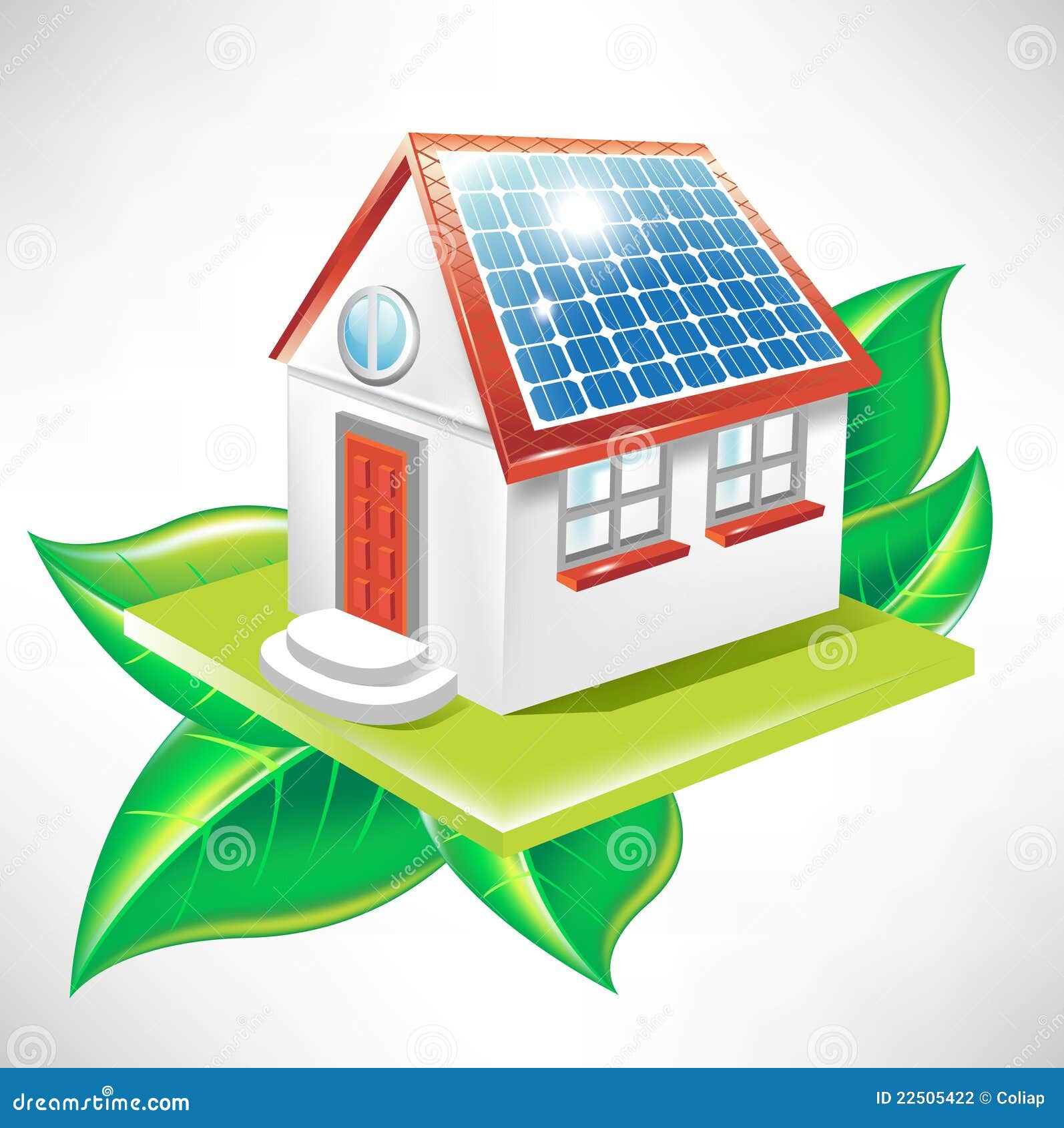 House With Solar Panel; Alternative Energy Icon Stock Photography 