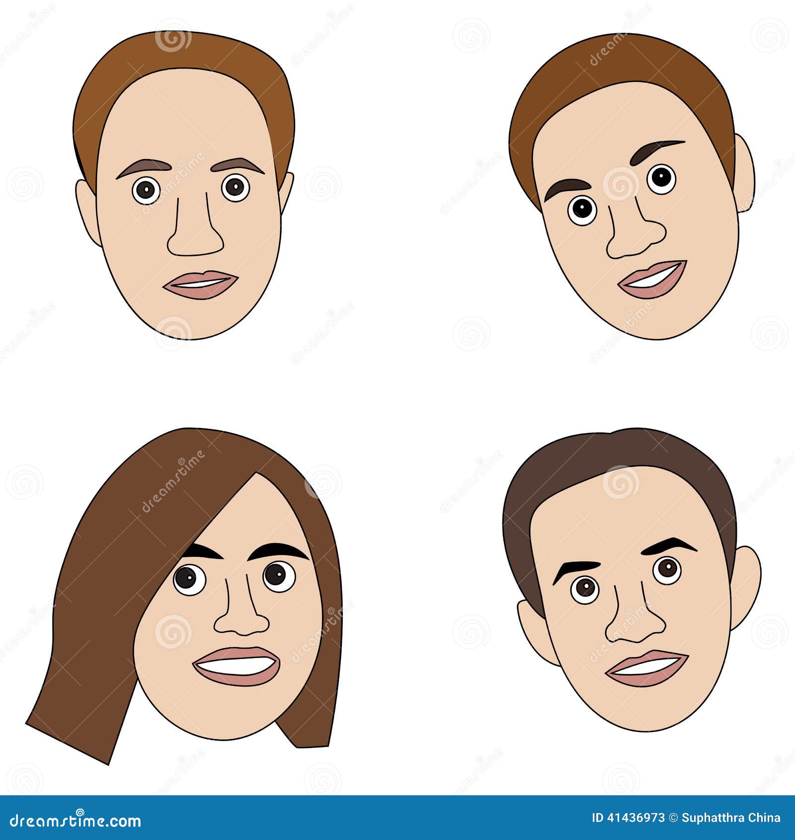 Vector illustration of cartoon avatar human faces.