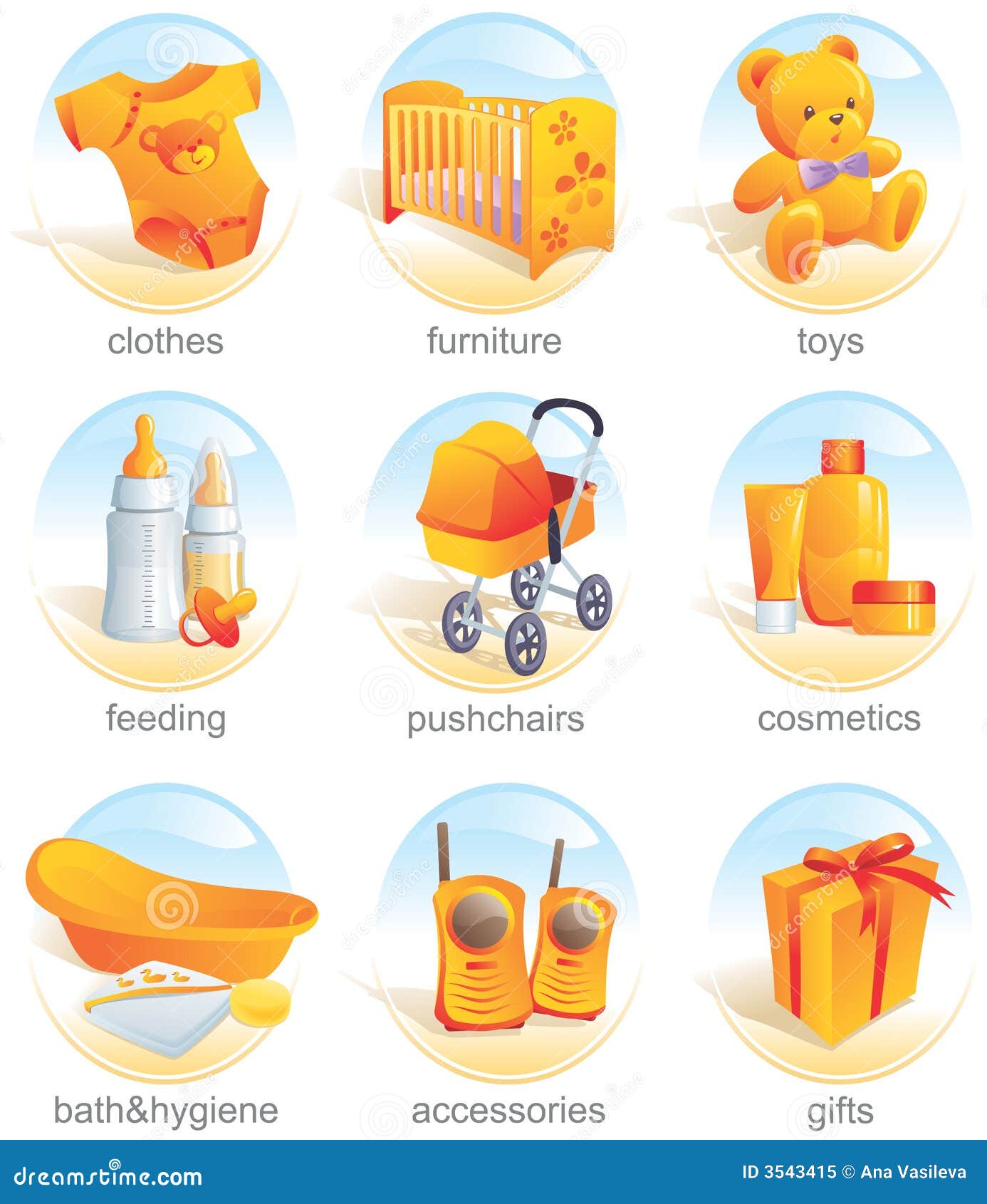 Icon Set - Baby Items. Aqua Royalty Free Stock Photo - Image: 3543415