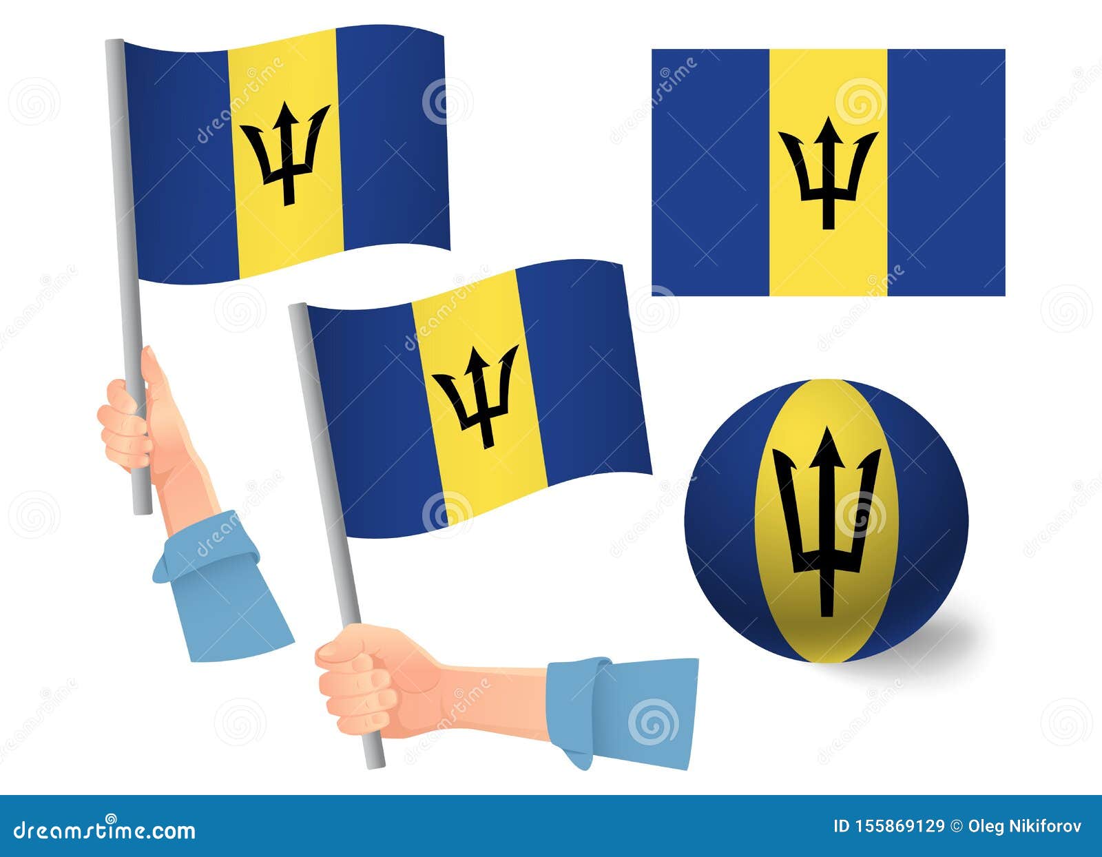 Icono De La Bandera De Barbados En La Mano Stock De Ilustraci N