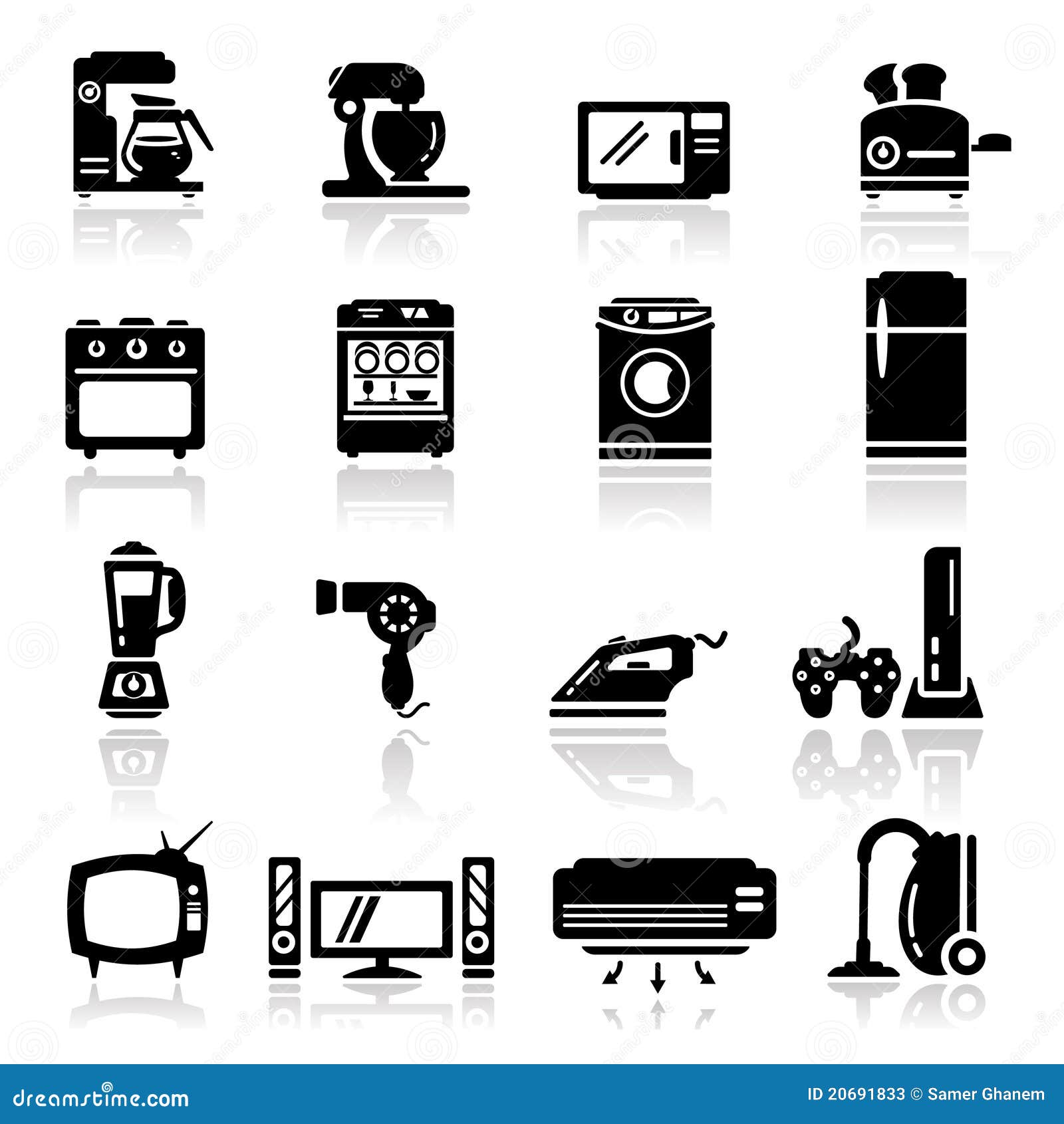 Home appliances icon set Free vector in Adobe