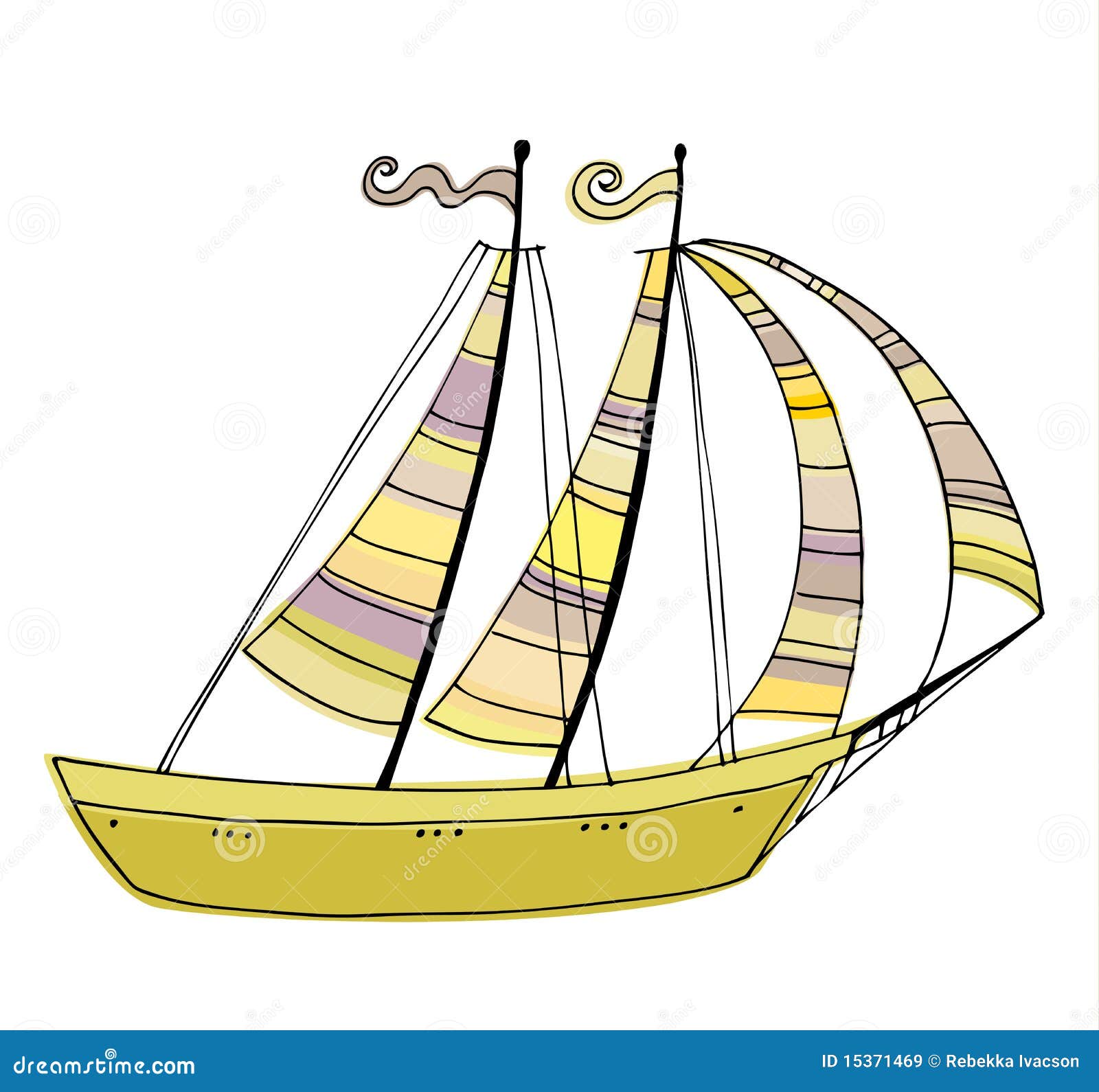 Royalty Free Stock Images: Illustrated cute sailing boat
