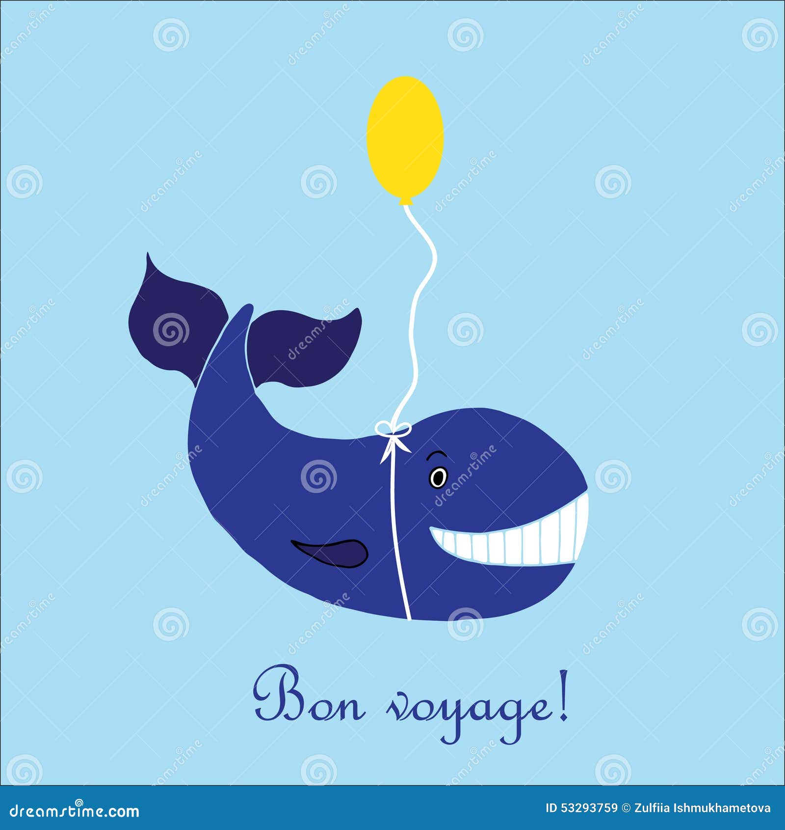 Illustration With Blue While With Balloon And Text In