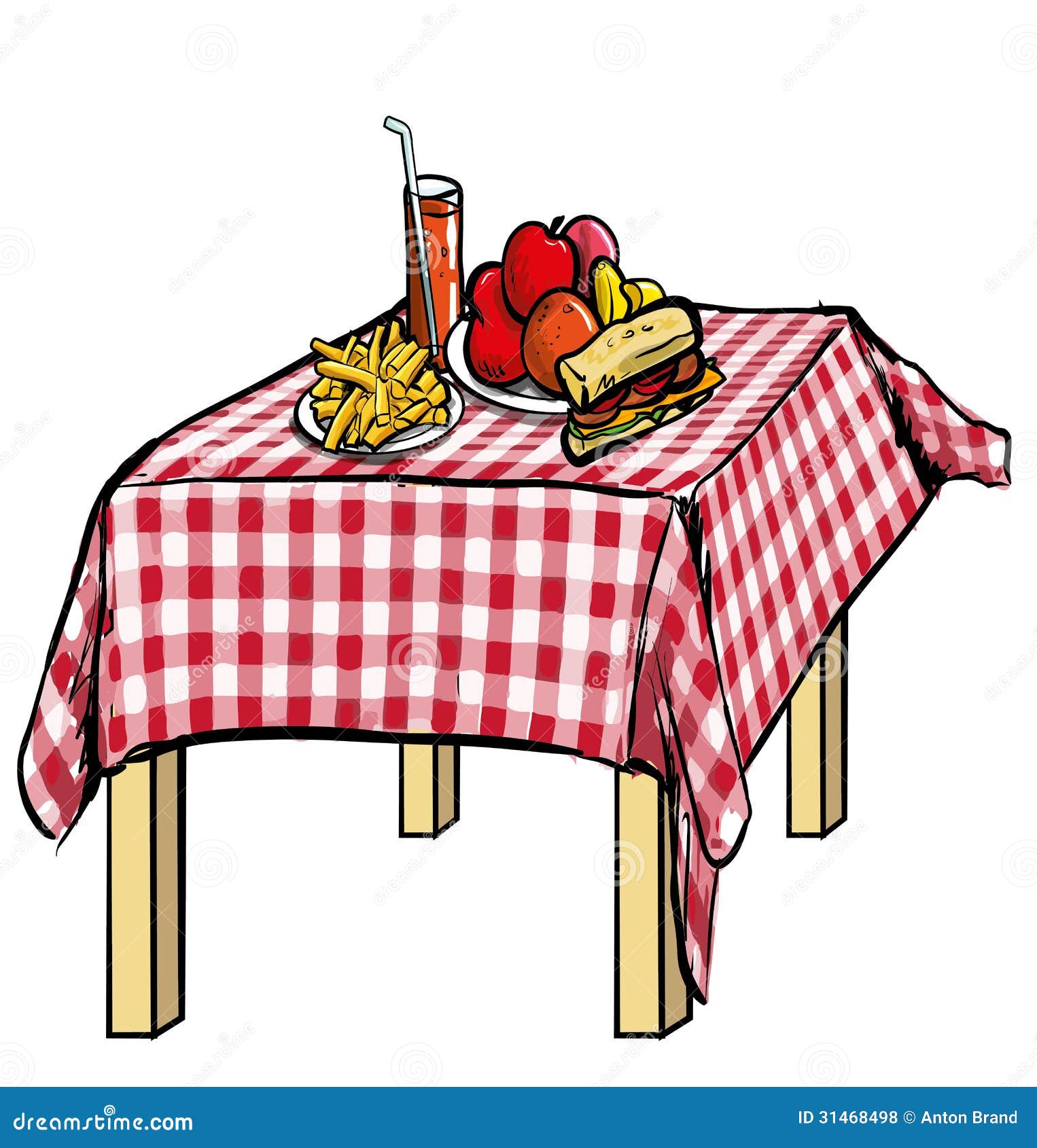 Illustration Of A Picnic Table With Food On It Royalty ...