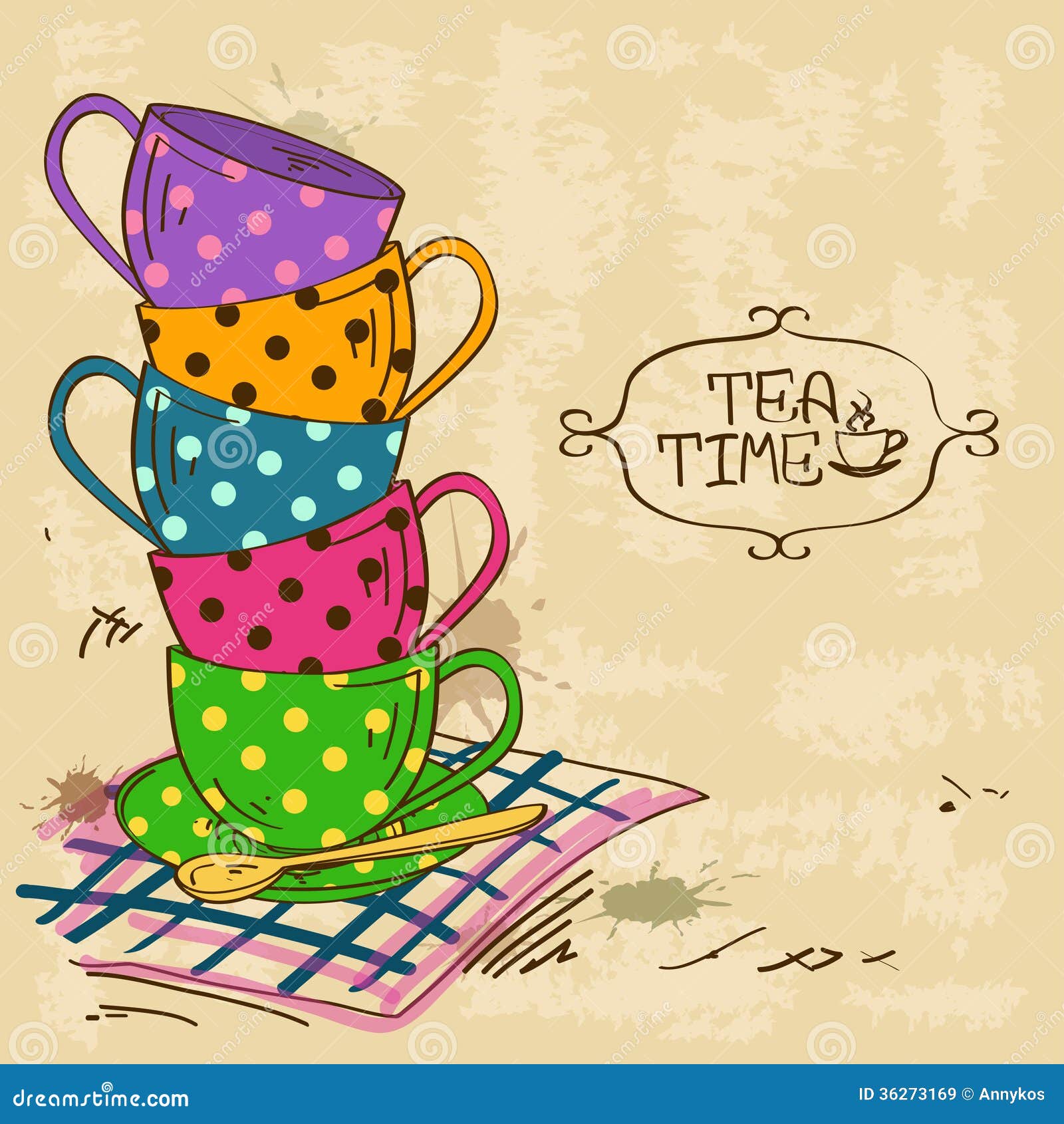 vintage Image of   cup With Stack Royalty Stock  teas Illustration Free life Of   Tea Cups a Images