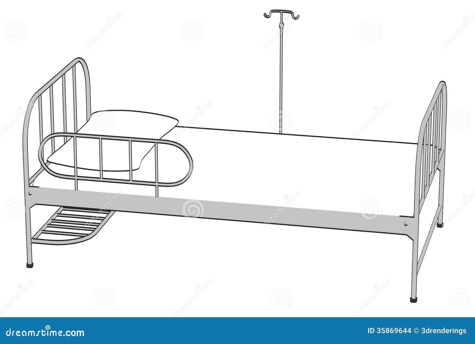 Cartoon Bed Drawing Cartoon image of hospital bed.