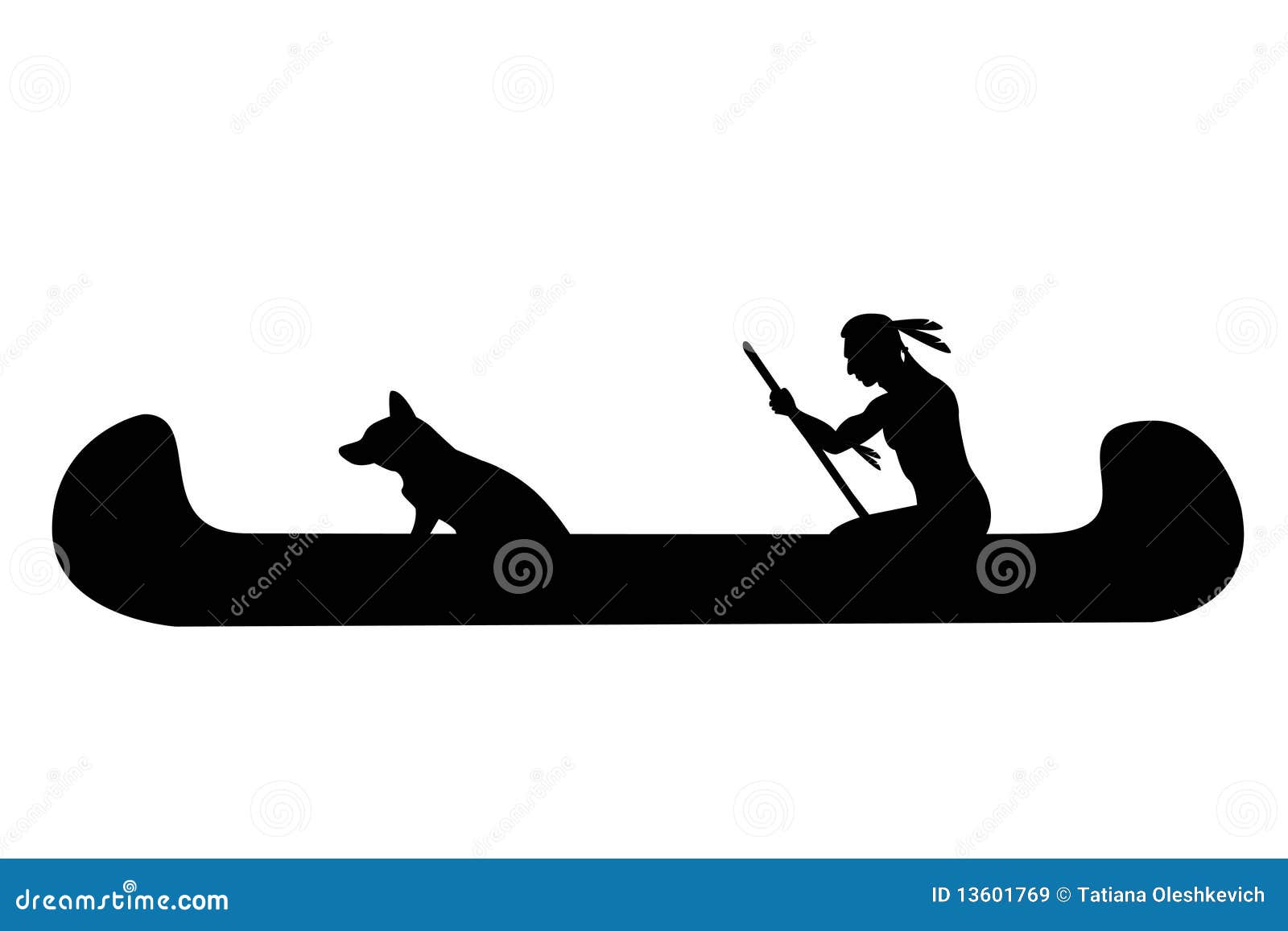 Indian Man And Dog In Canoe Royalty Free Stock Images 