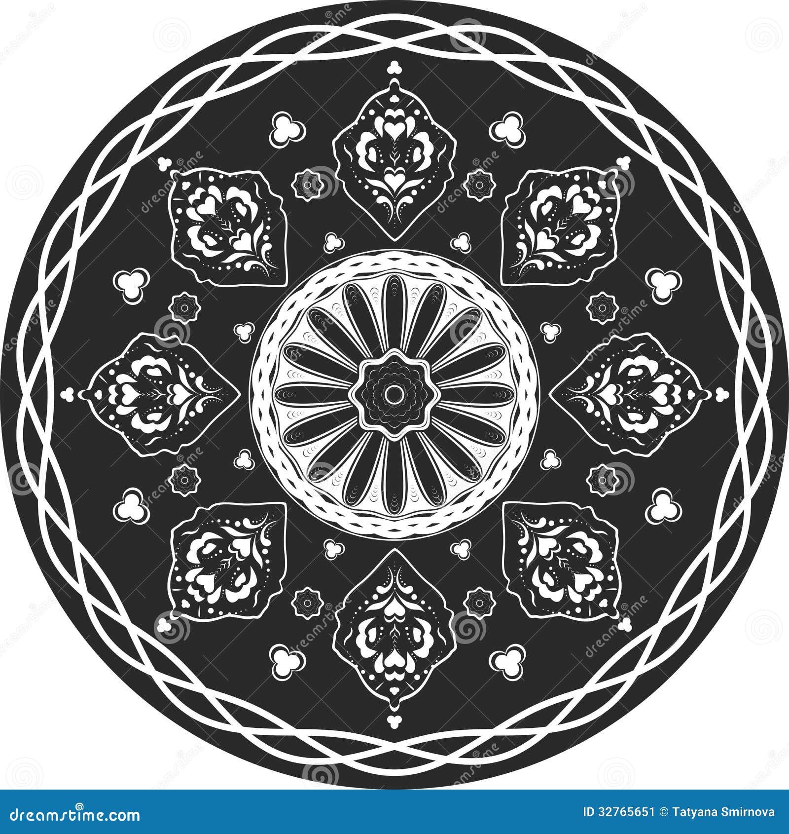  - indian-traditional-pattern-black-white-flower-mandala-32765651