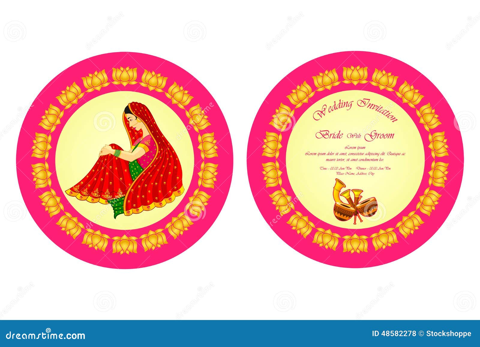 Indian wedding invitations vector