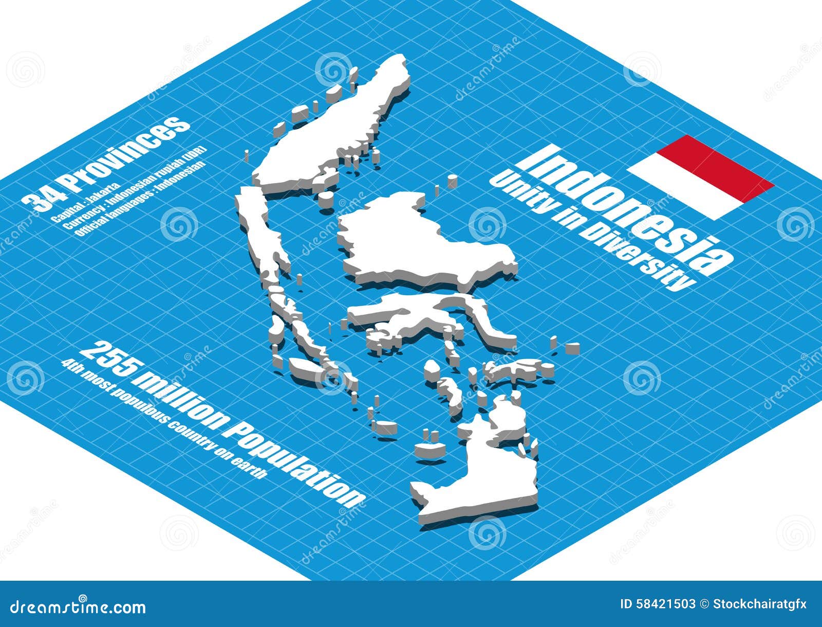 Indonesia Map Vector Stock Vector - Image: 58421503