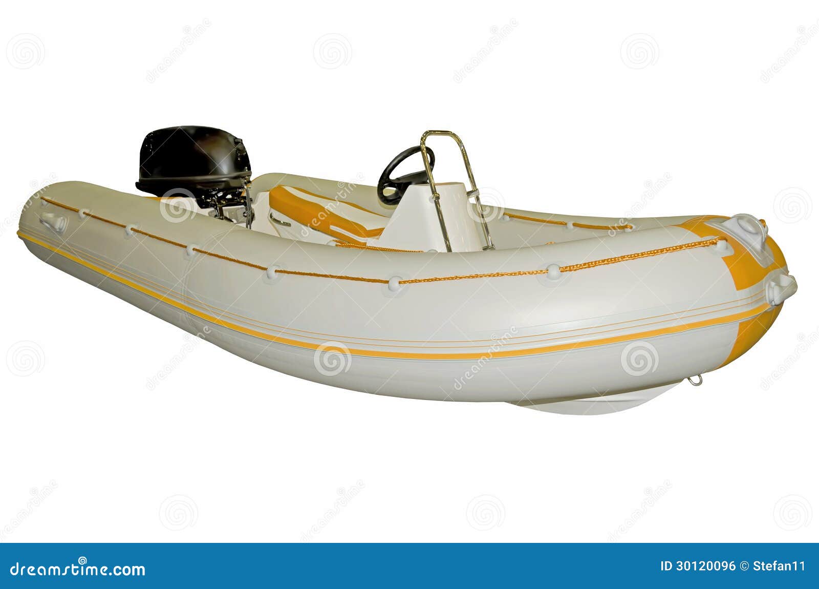 Inflatable Boat With Motor Royalty Free Stock Image - Image: 30120096