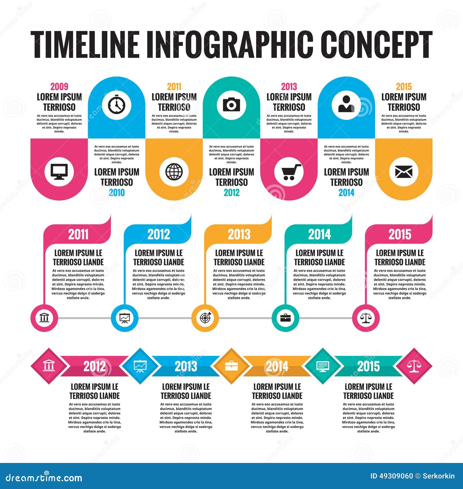 Infographic Concept In Flat Design Style Timeline Template For infographic-concept-in-flat-design-style-timeline-template-for