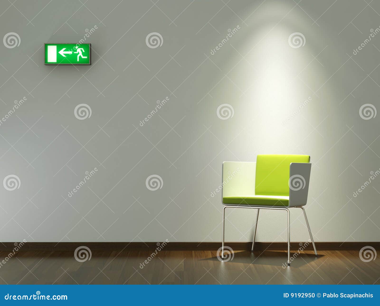 Interior Design Green Chair On White Wall Stock Photo - Image: 9192950