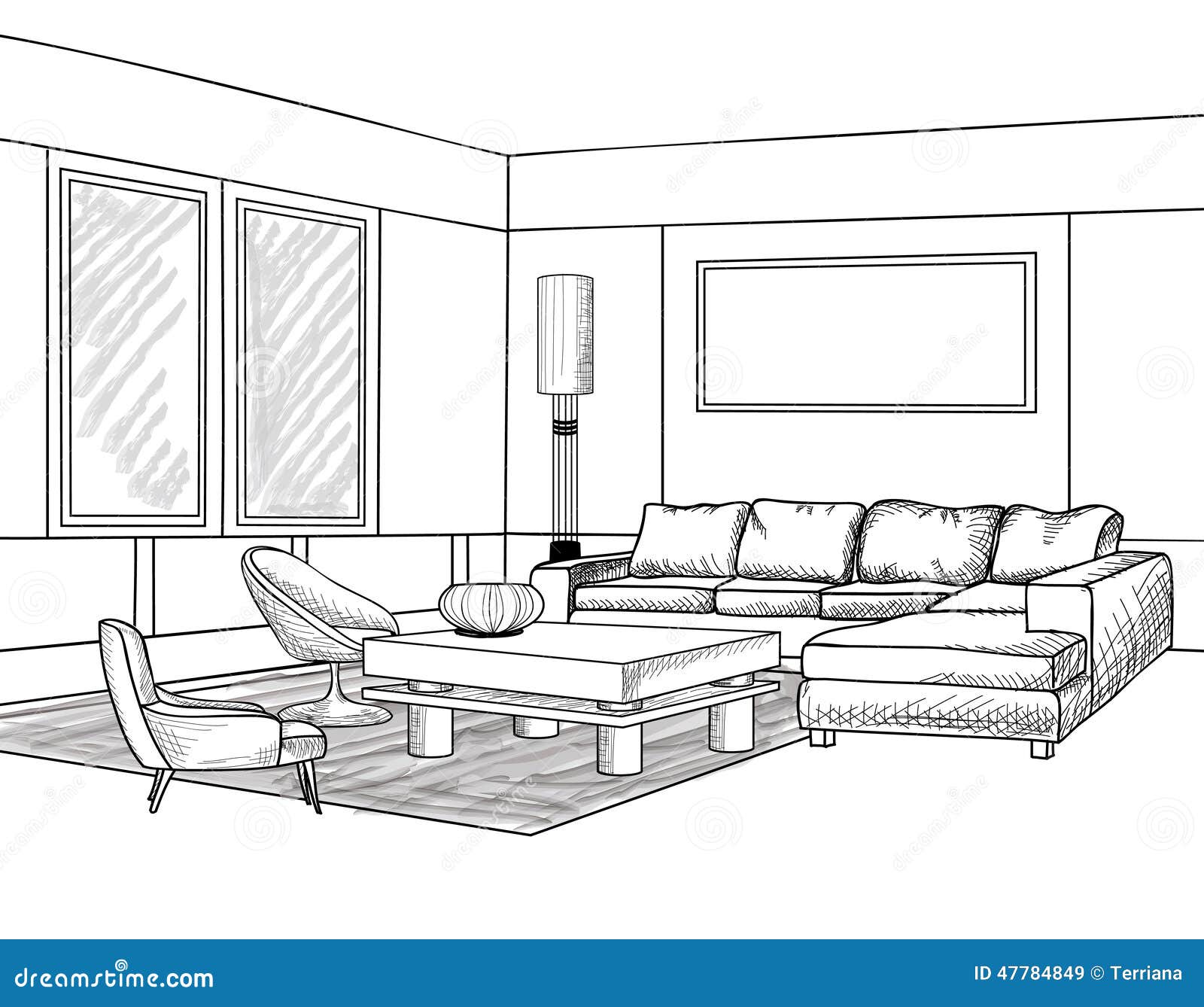 living room clipart black and white - photo #50