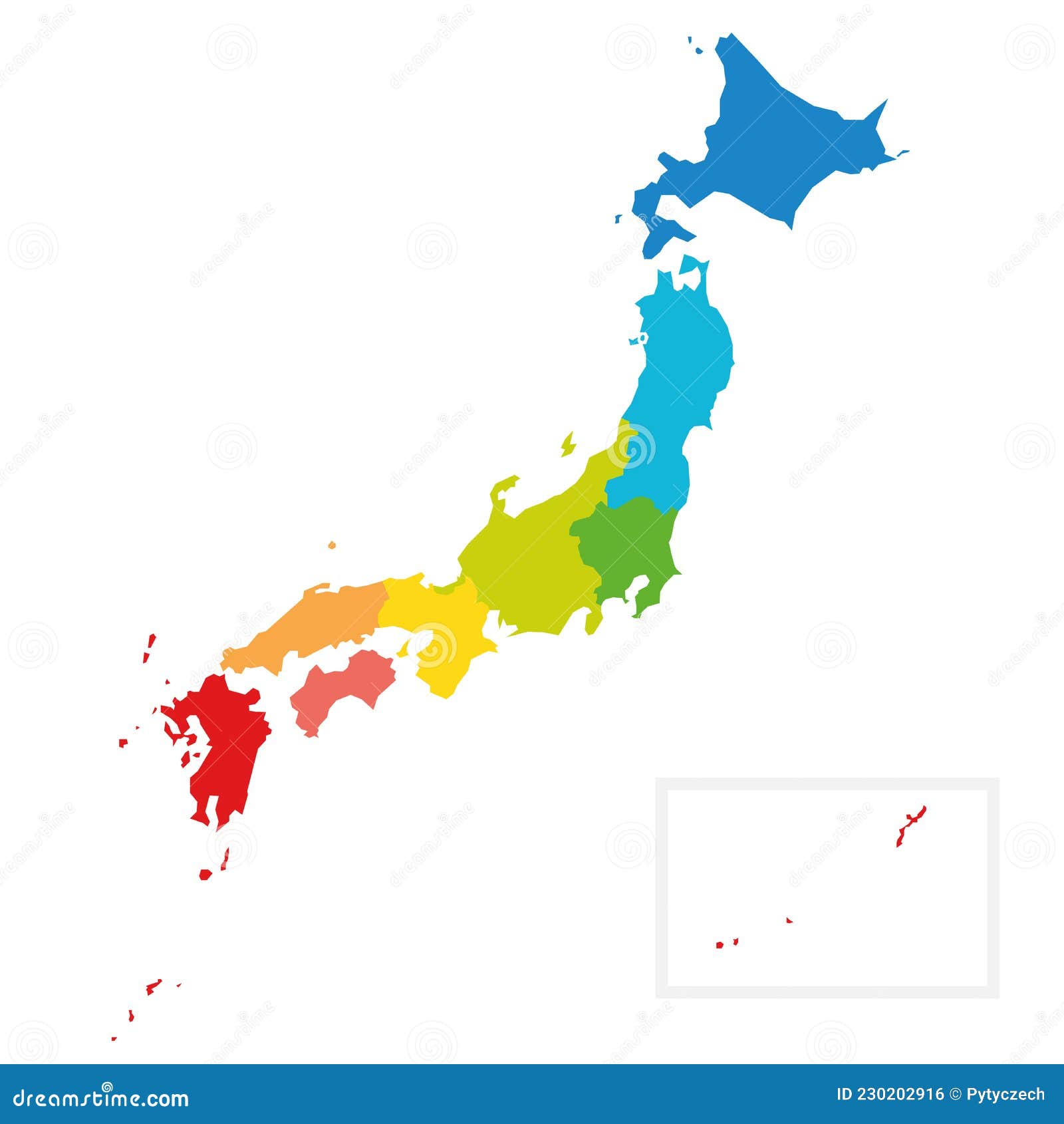 Japan Political Map Of Regions Cartoon Vector Cartoondealer The Best