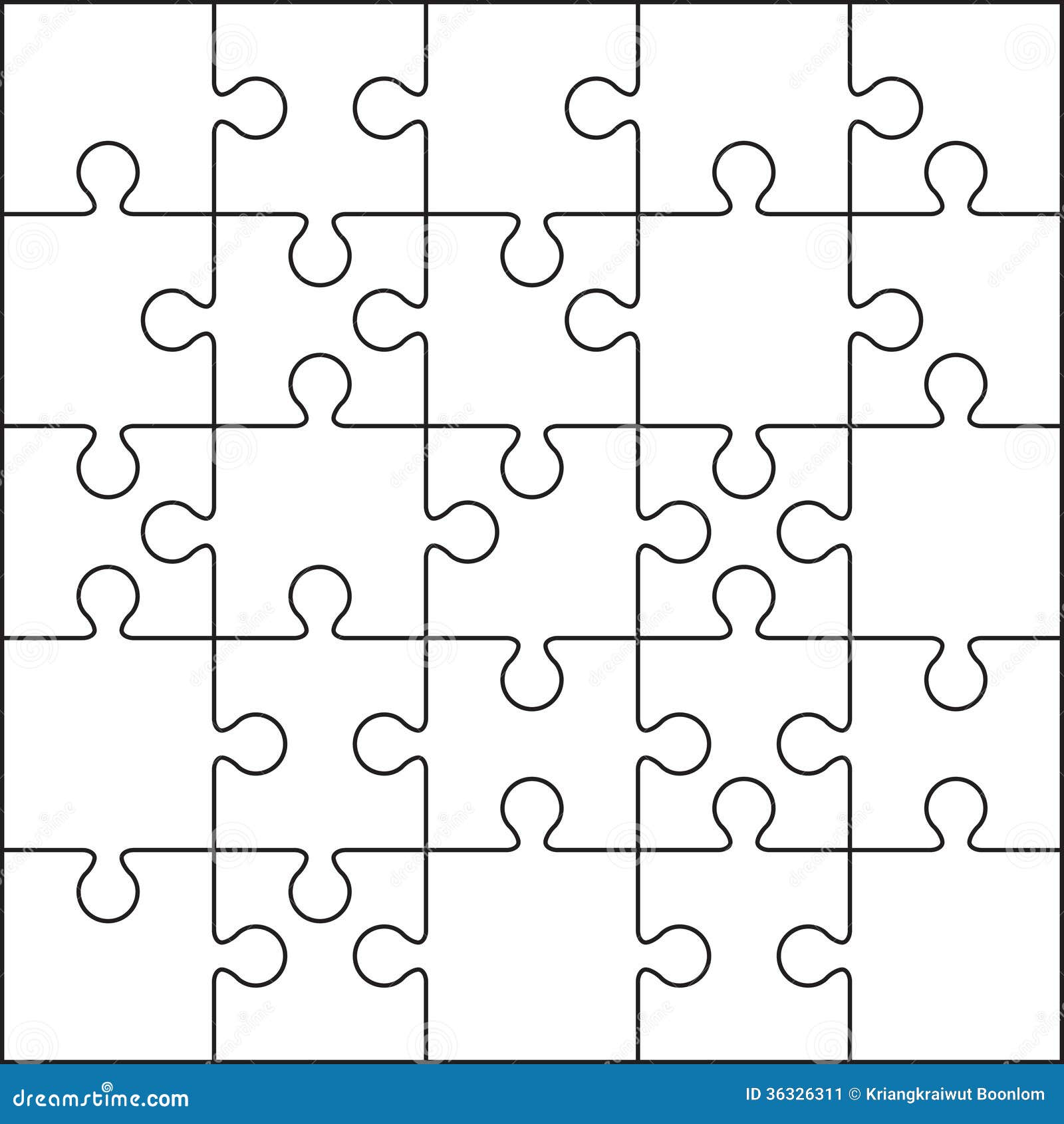 25 Jigsaw puzzle blank template or cutting guidelines.