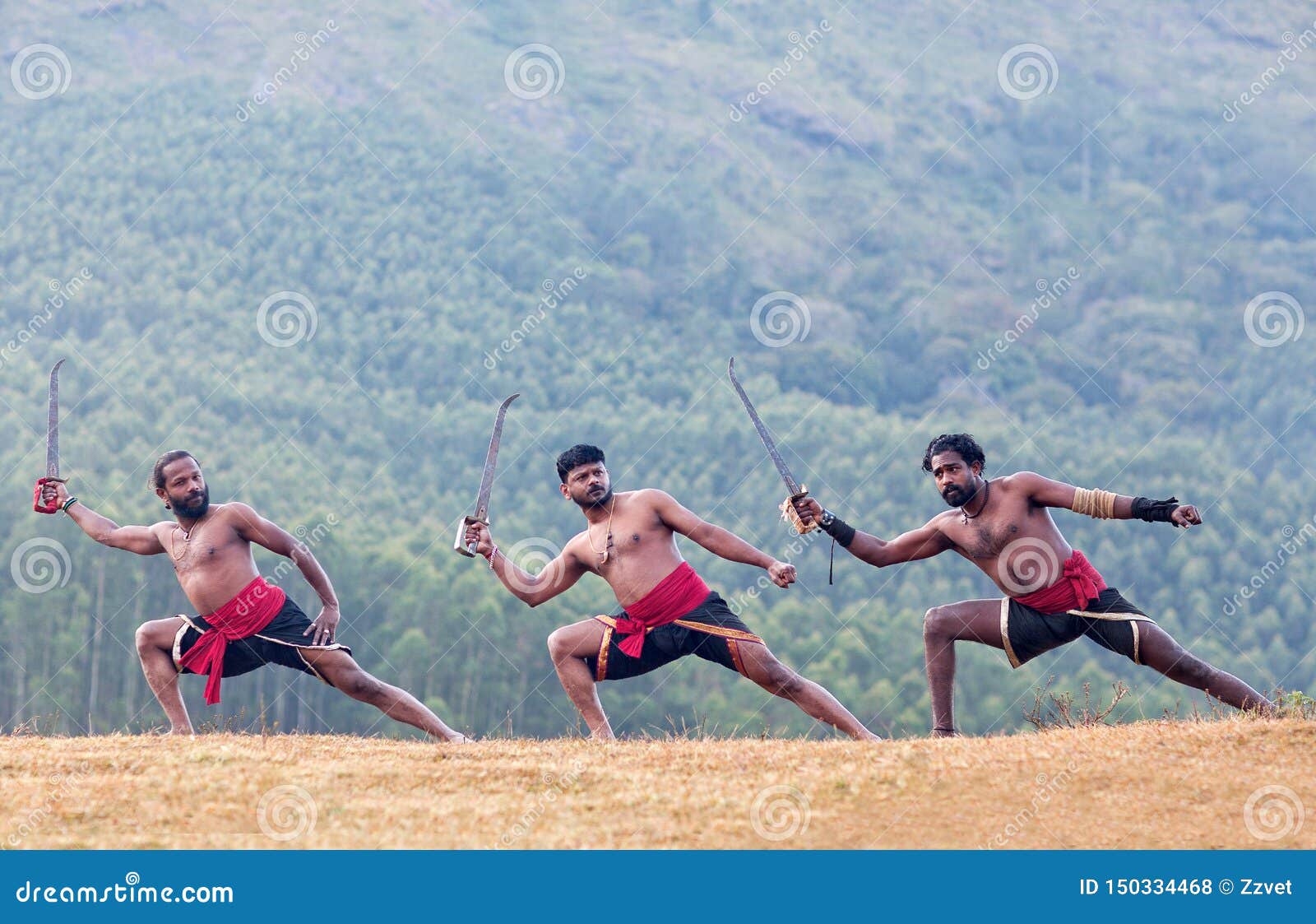 Kalaripayattu Marital Art Demonstration In Kerala South India Stock