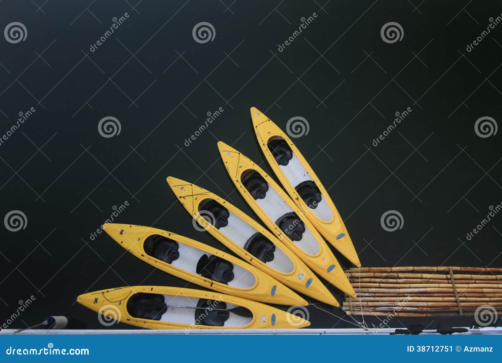 Kayaks And Bamboo Raft In Lake Stock Image - Image: 38712751