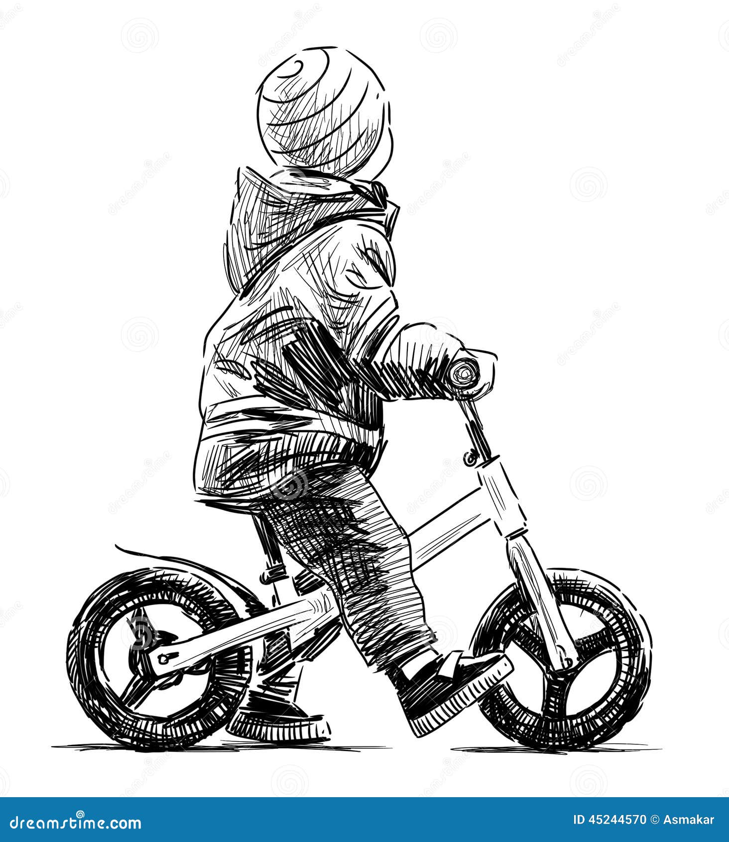 Child Riding A Bike Drawing