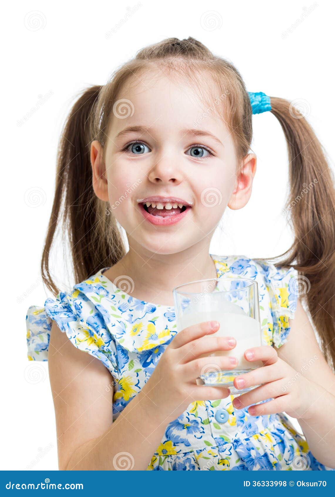 Kid girl drinking yogurt or kefir - kid-girl-drinking-yogurt-kefir-isolated-over-white-36333998