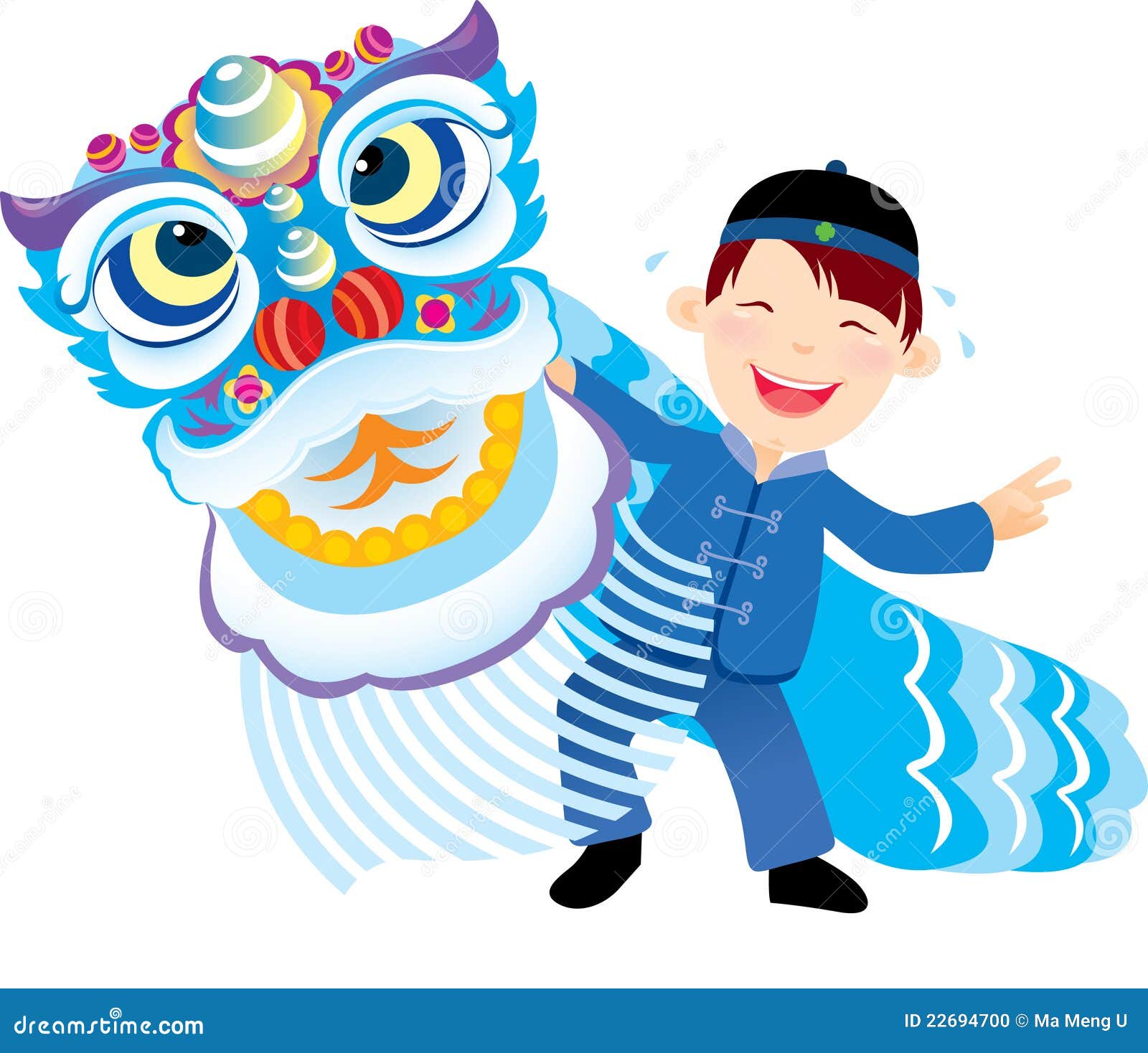 Kid Playing The Chinese Lion Dance Stock Photo - Image: 22694700