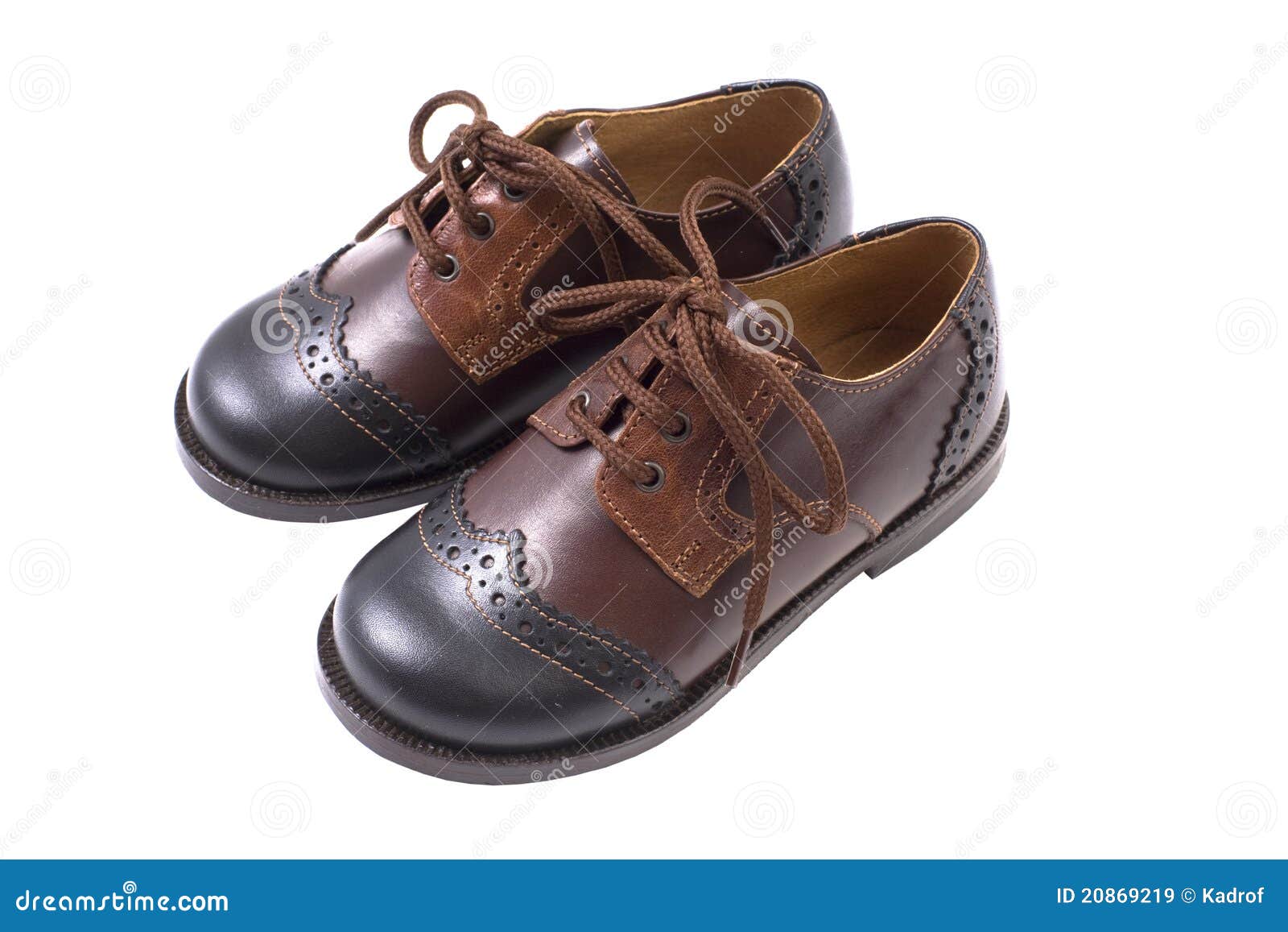 Kids Summer Leather Brown Shoes Isolated On White Royalty Free Stock ...