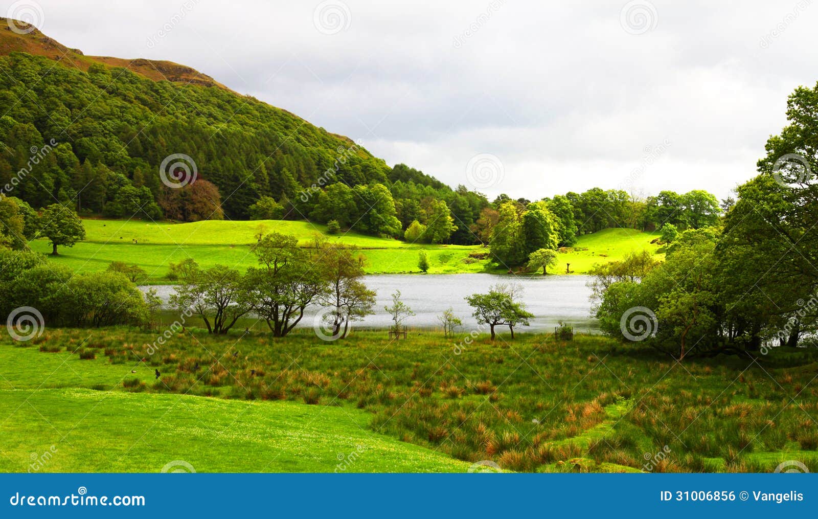 Scenic landscape of Lake District National Park, Cumbria, England.