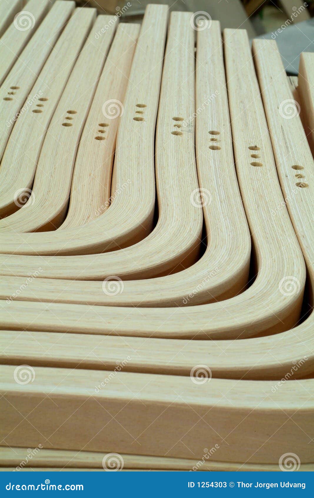 Laminated, Wooden Parts For Furniture Production Stock Photos